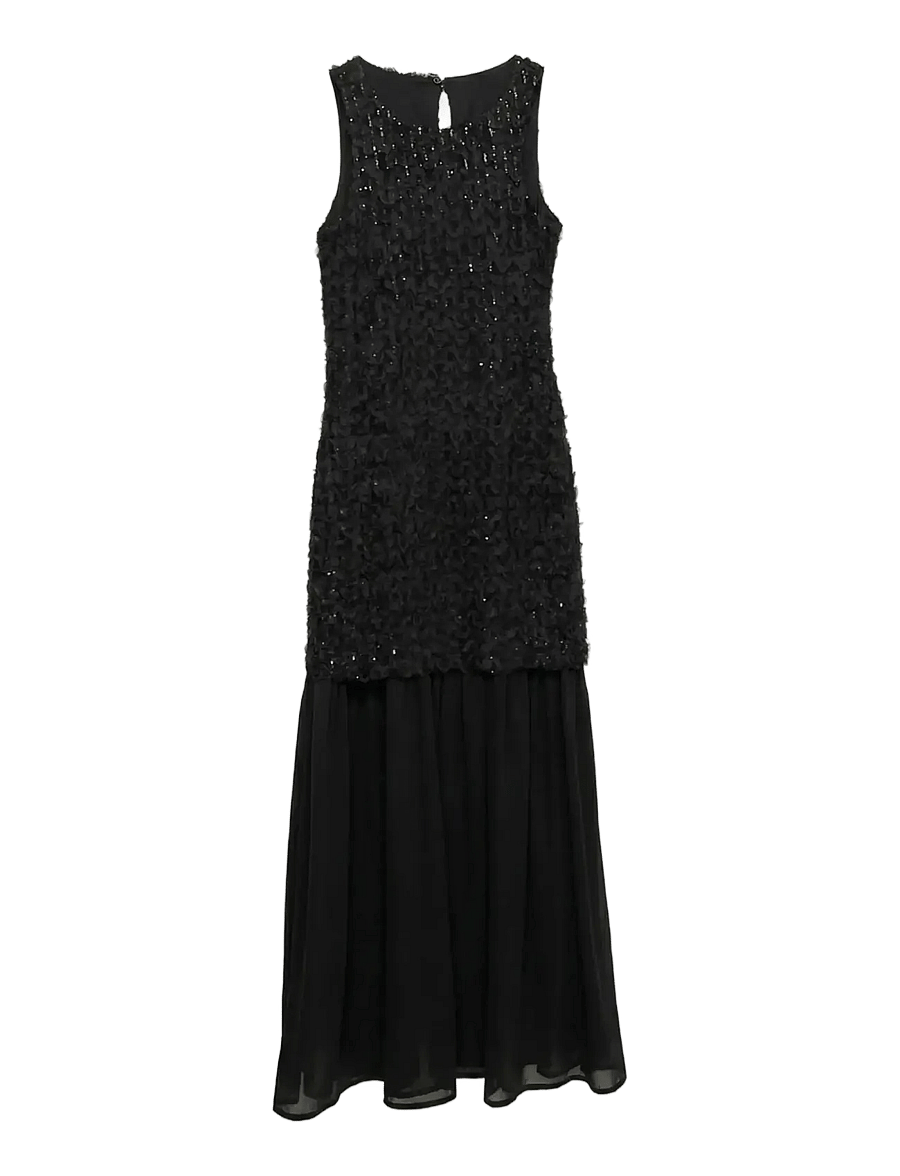 Vero Moda - VMSARAH SL MAXI DETAIL DRESS JRS EXP - paljettklänningar - black - 1