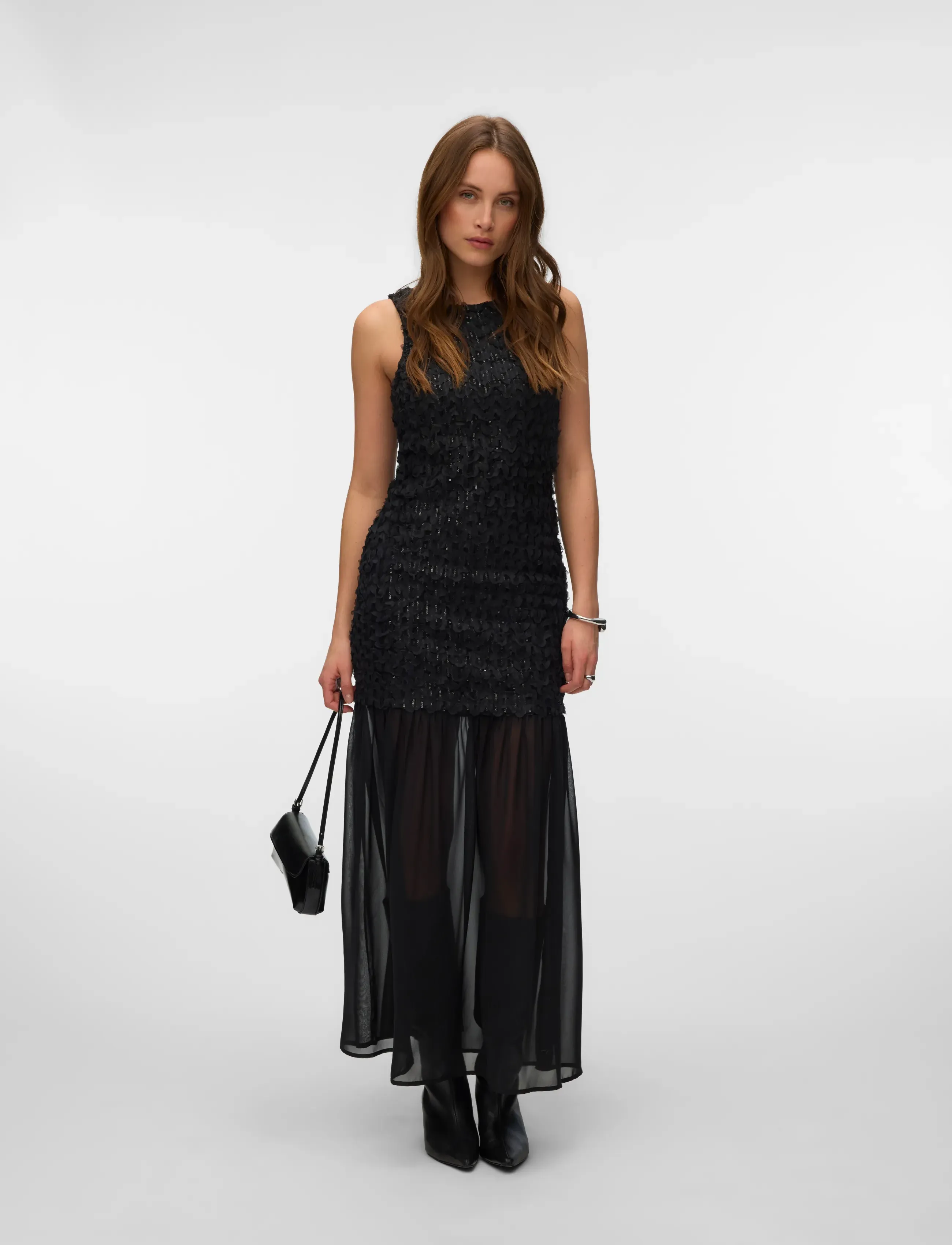 Vero Moda VMSARAH SL MAXI DETAIL DRESS JRS EXP - Ilgos suknelės - BLACK / black