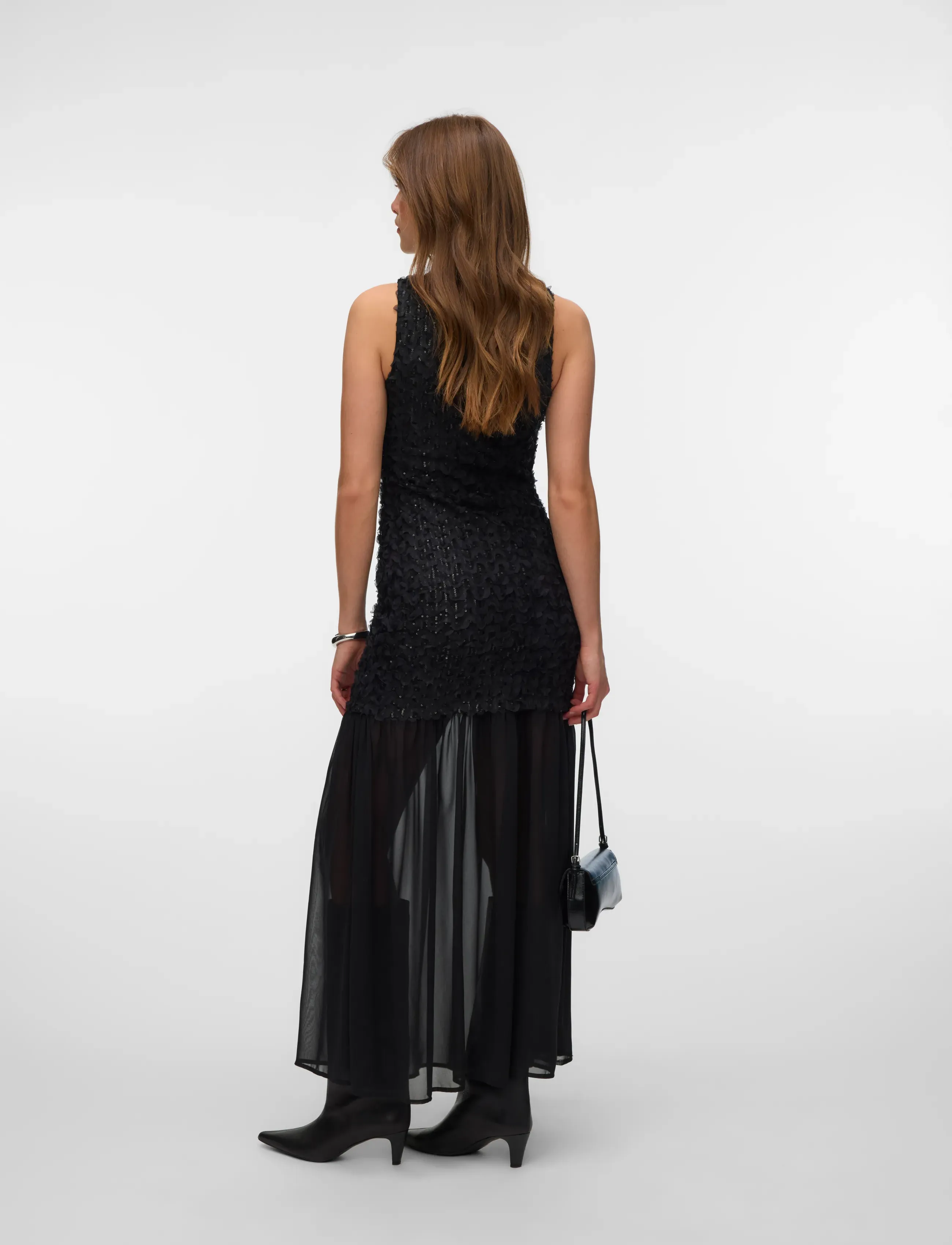 Vero Moda - VMSARAH SL MAXI DETAIL DRESS JRS EXP - paljettklänningar - black - 2
