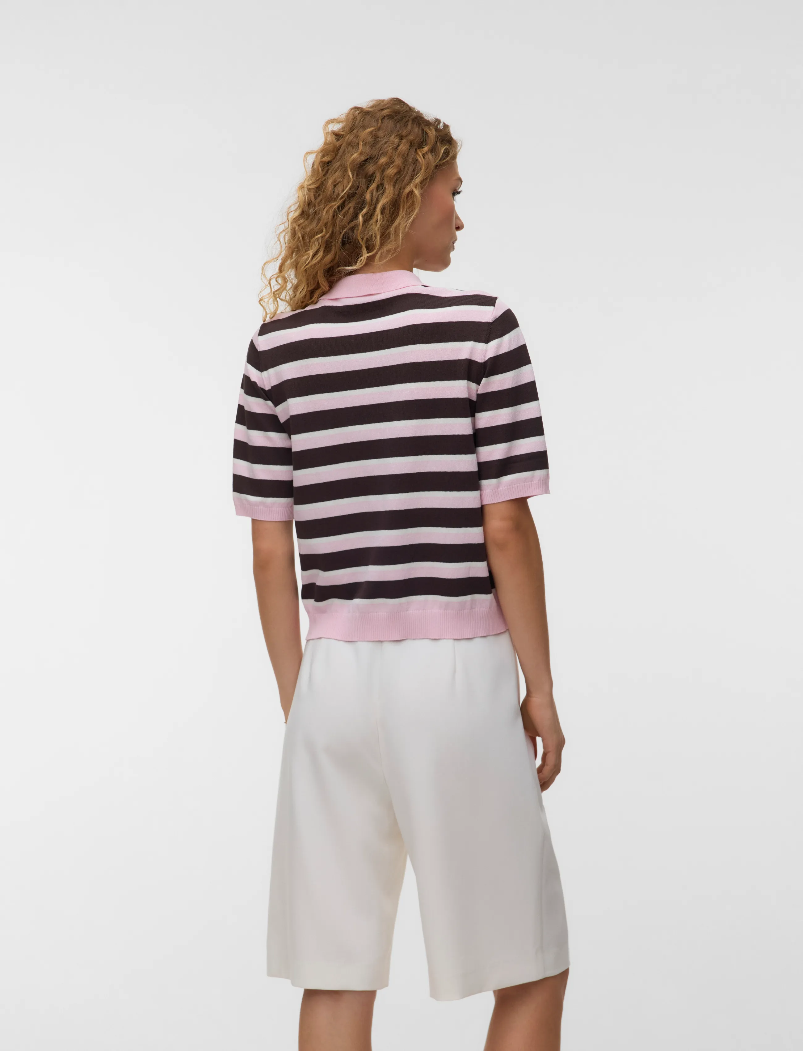 Vero Moda - AWOLINE 2/4 KNIT POLO TOP - jumpers - parfait pink - 2