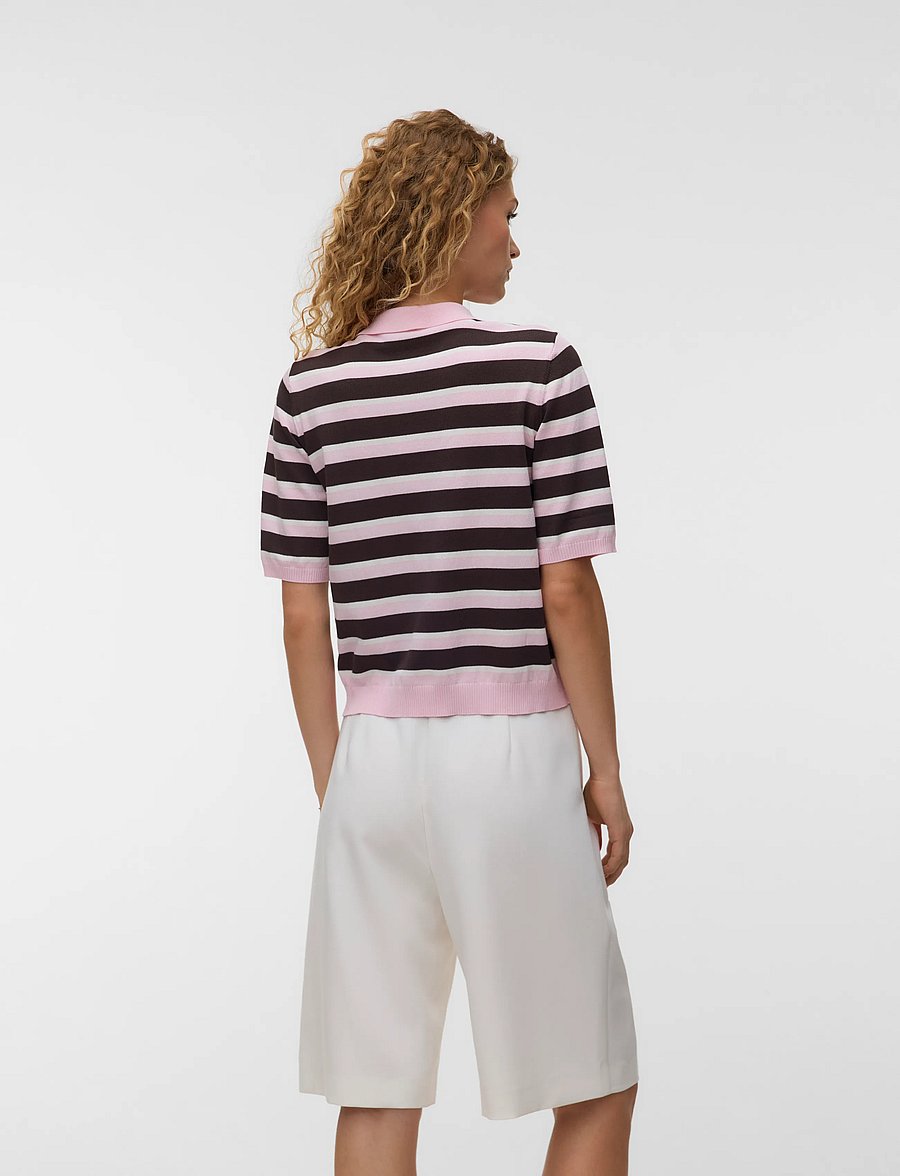 Vero Moda - AWOLINE 2/4 KNIT POLO TOP - pullover - parfait pink - 2
