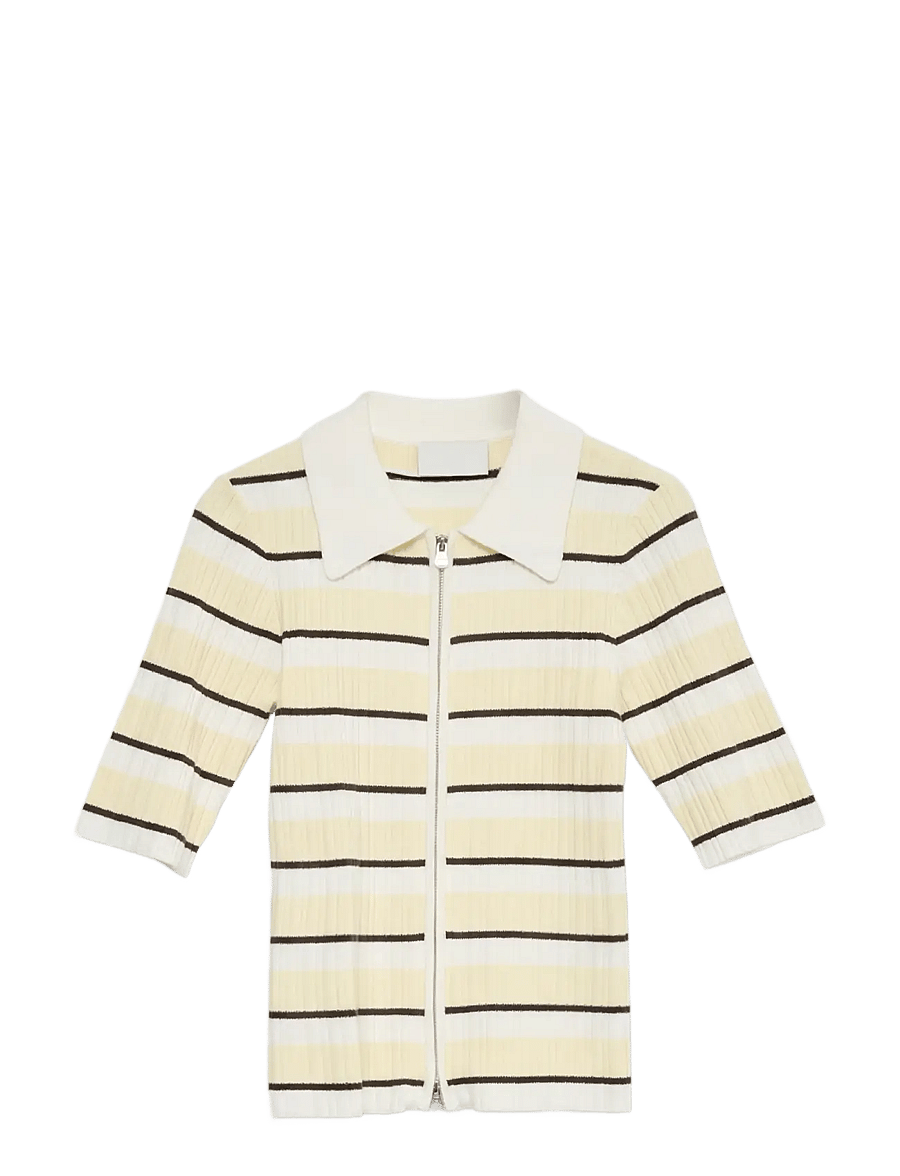 Vero Moda - AWHANNA 2/4 ZIP STRIPE KNIT CARDIGAN - cardigans - sugar swizzle - 1