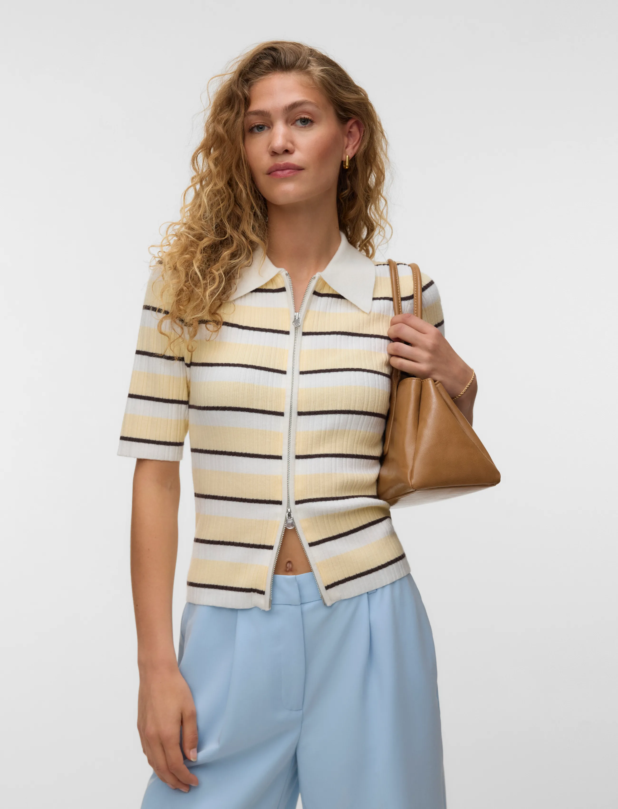 Awhanna 2/4 Zip Stripe Knit Cardigan 4