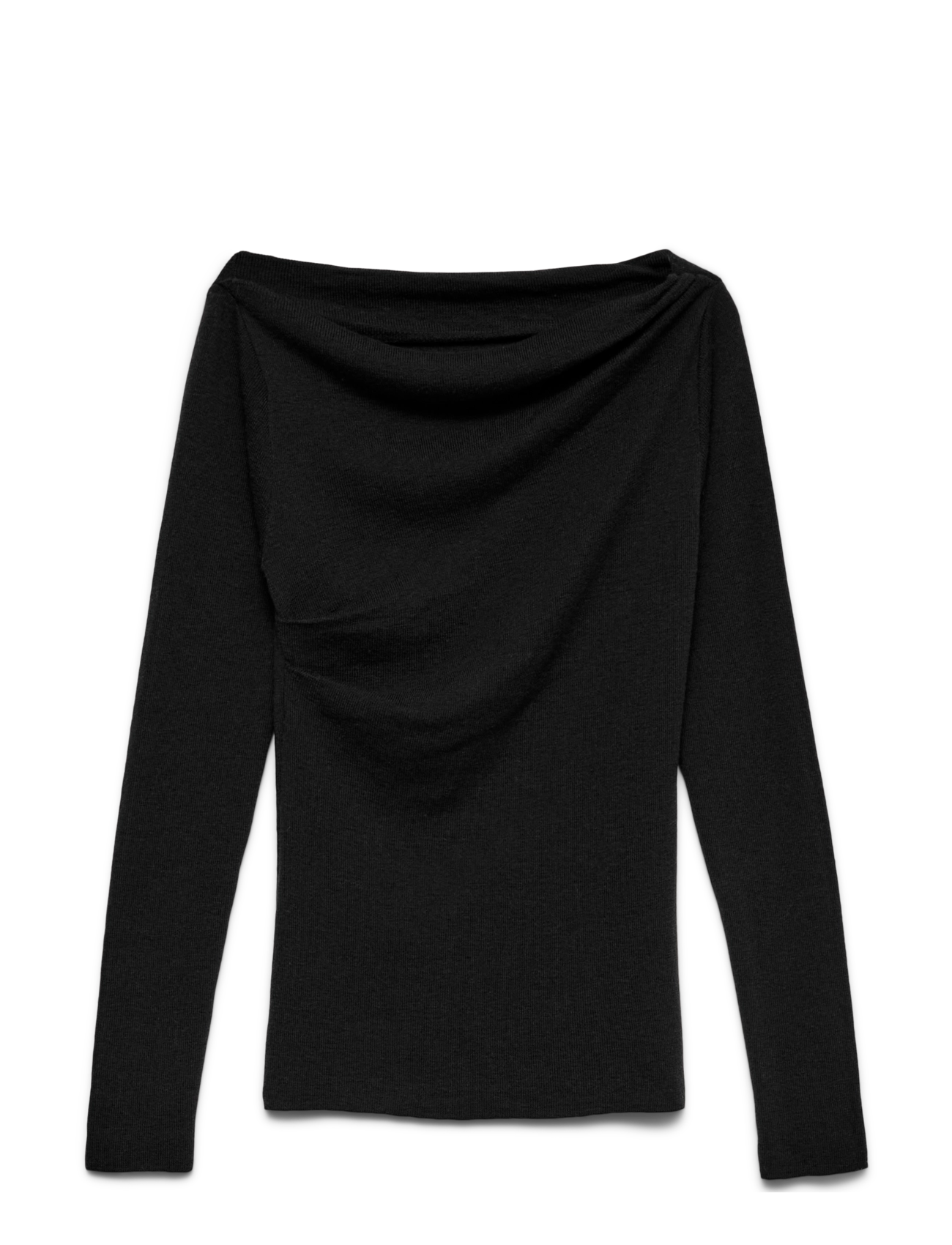 Vero Moda VMSOFINE KNIT LS BOATNECK PULLOVER NOOS - Kläder - BLACK / black