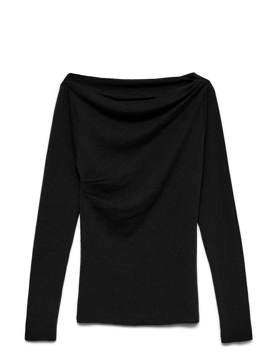Vero Moda - VMSOFINE KNIT LS BOATNECK PULLOVER NOOS - stickade tröjor - black - 0