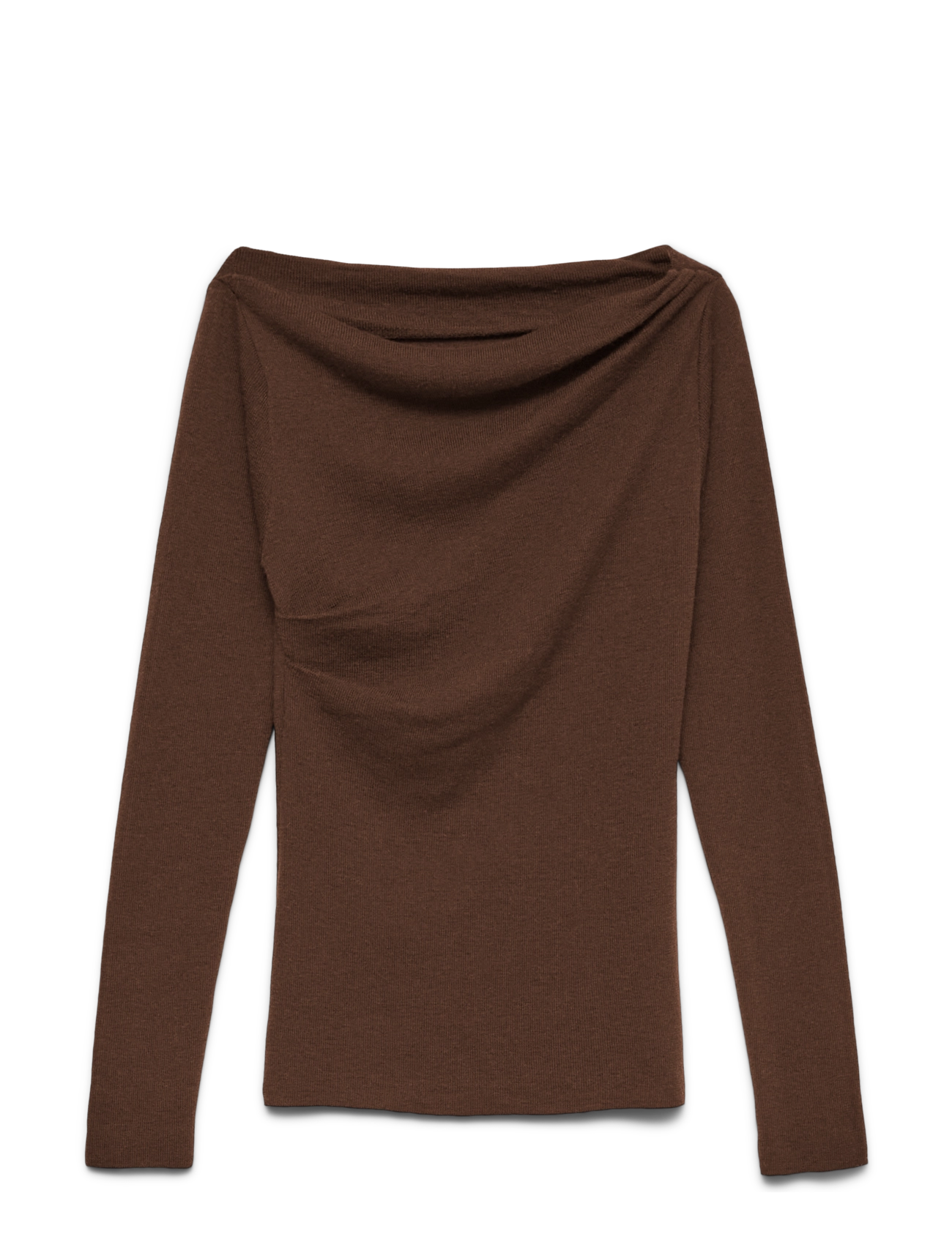 Vero Moda VMSOFINE KNIT LS BOATNECK PULLOVER NOOS - Kläder - POTTING SOIL / brown