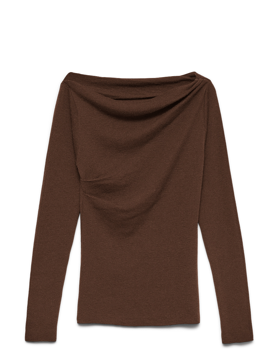 Vero Moda - VMSOFINE KNIT LS BOATNECK PULLOVER NOOS - stickade tröjor - potting soil - 0