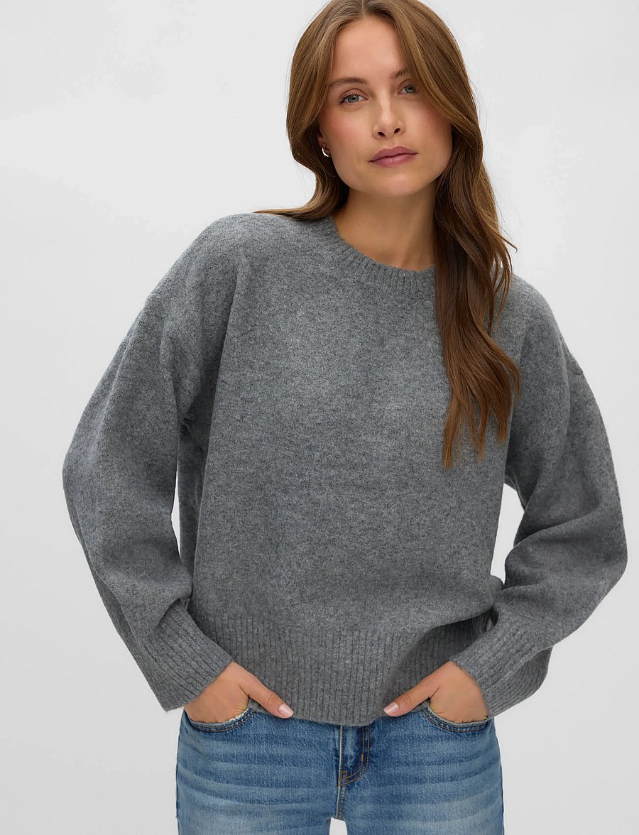 Vero Moda - VMSIF LS O-NECK PULLOVER NOOS - pullover - medium grey melange - 3