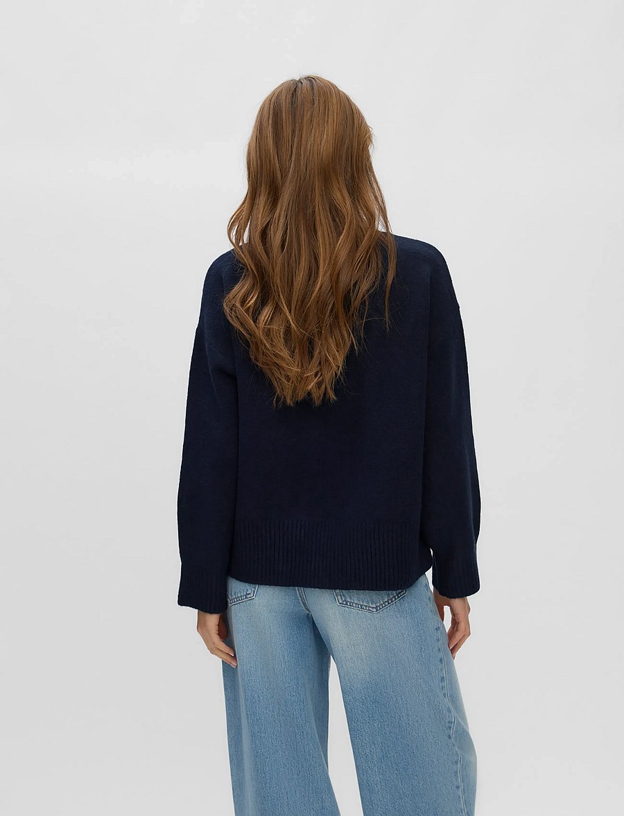 Vero Moda - VMSIF LS O-NECK PULLOVER NOOS - striktrøjer - night sky - 2