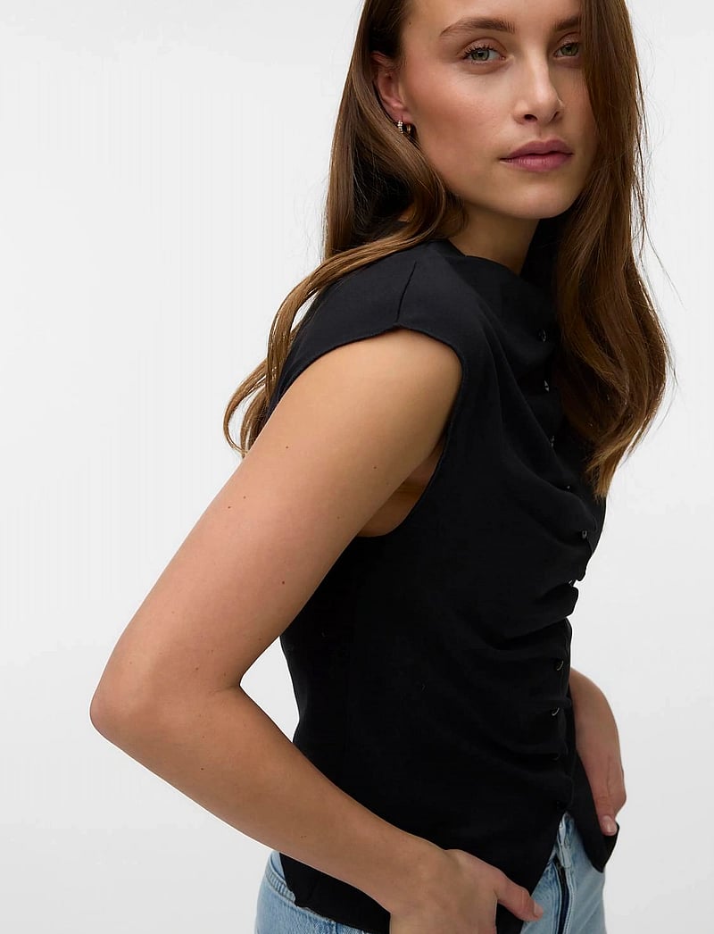 Vero Moda - VMROSA SL BUTTON DETAIL TOP JRS EXP SB4 - tanktops - black - 3