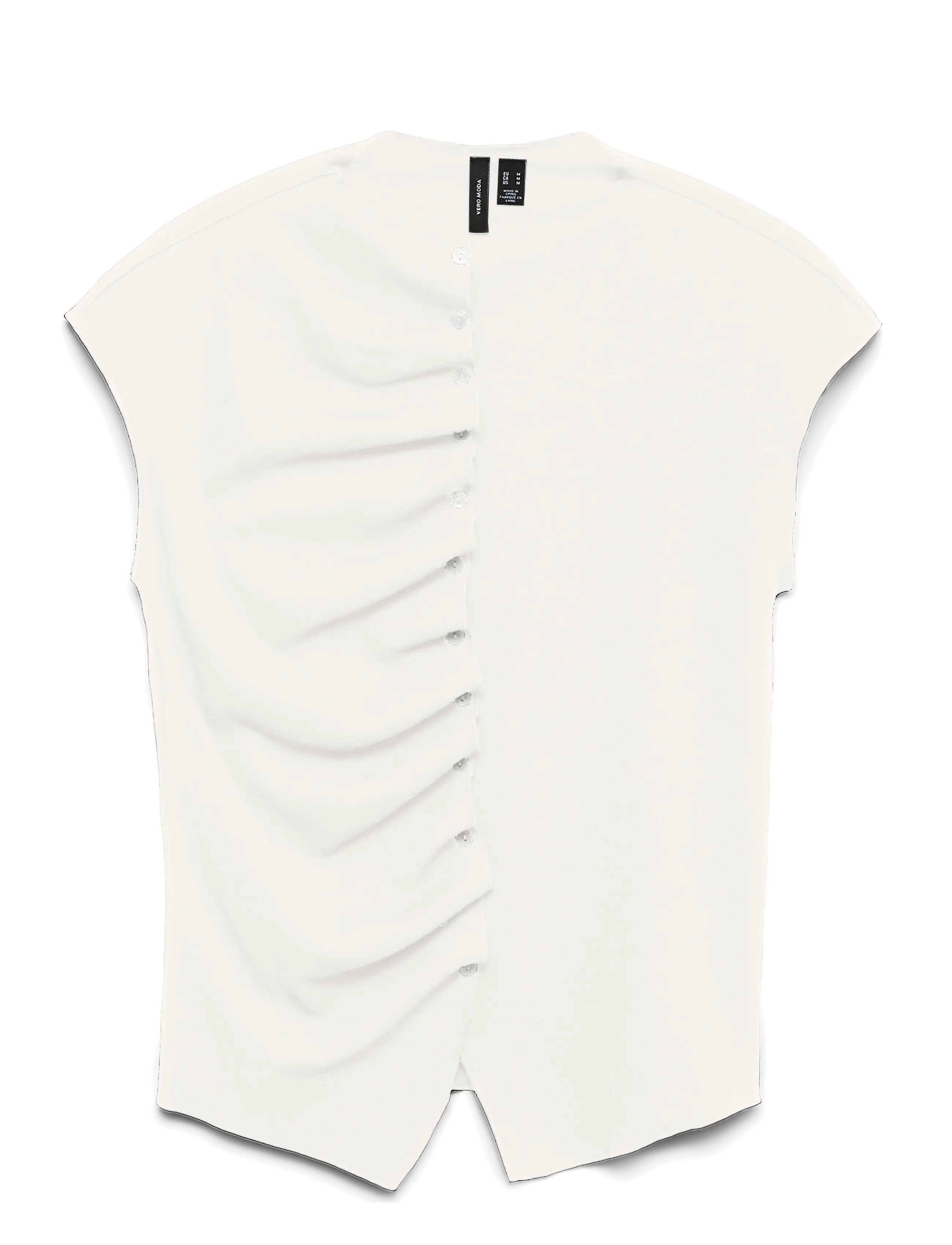 Vero Moda VMROSA SL BUTTON DETAIL TOP JRS EXP SB4 - T-Shirts & Tops - SNOW WHITE / white