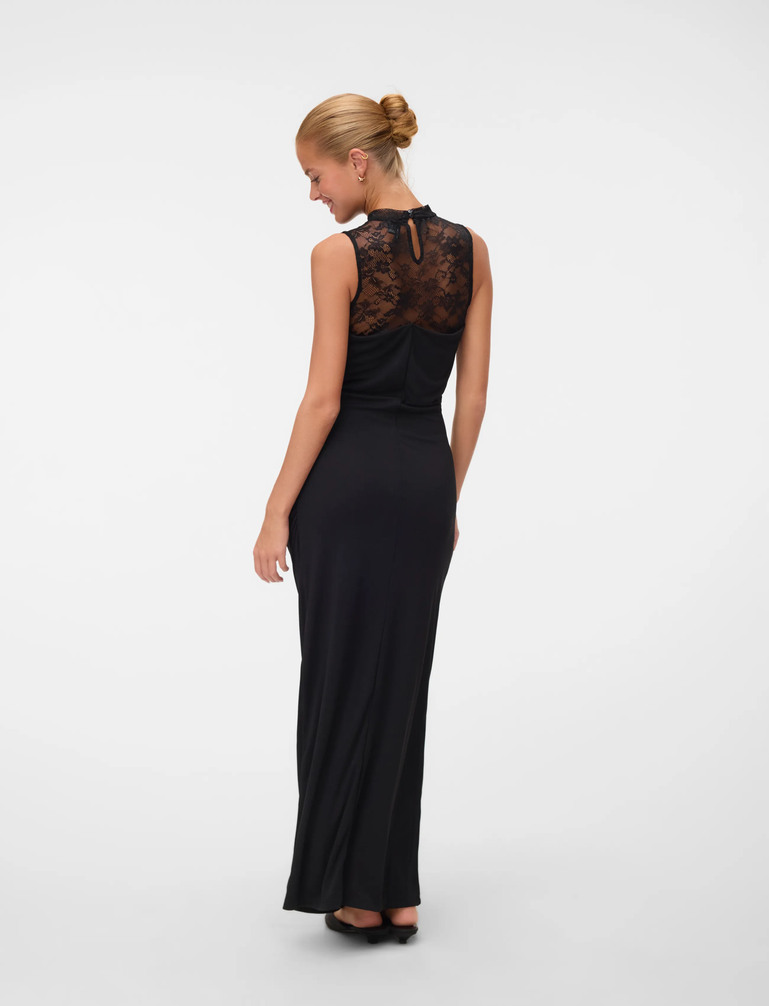 Vero Moda - VMCILJA SL ANKLE LACE DRESS JRS - spetsklänningar - black - 3