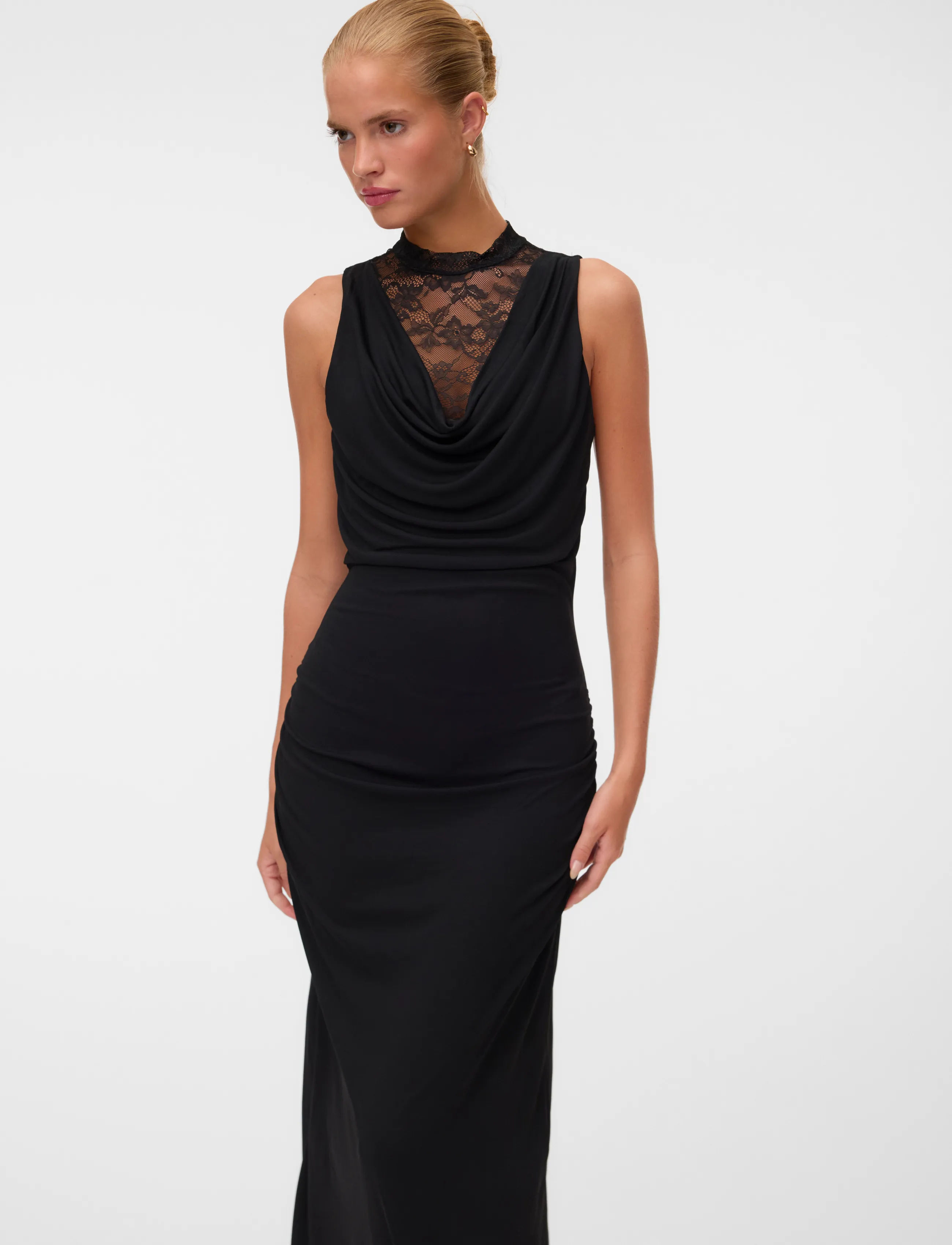 Vero Moda - VMCILJA SL ANKLE LACE DRESS JRS - spetsklänningar - black - 4