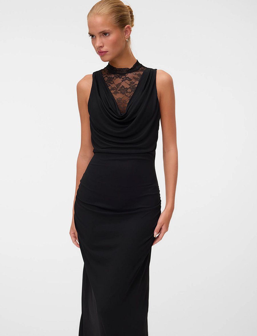 Vero Moda - VMCILJA SL ANKLE LACE DRESS JRS - spetsklänningar - black - 4