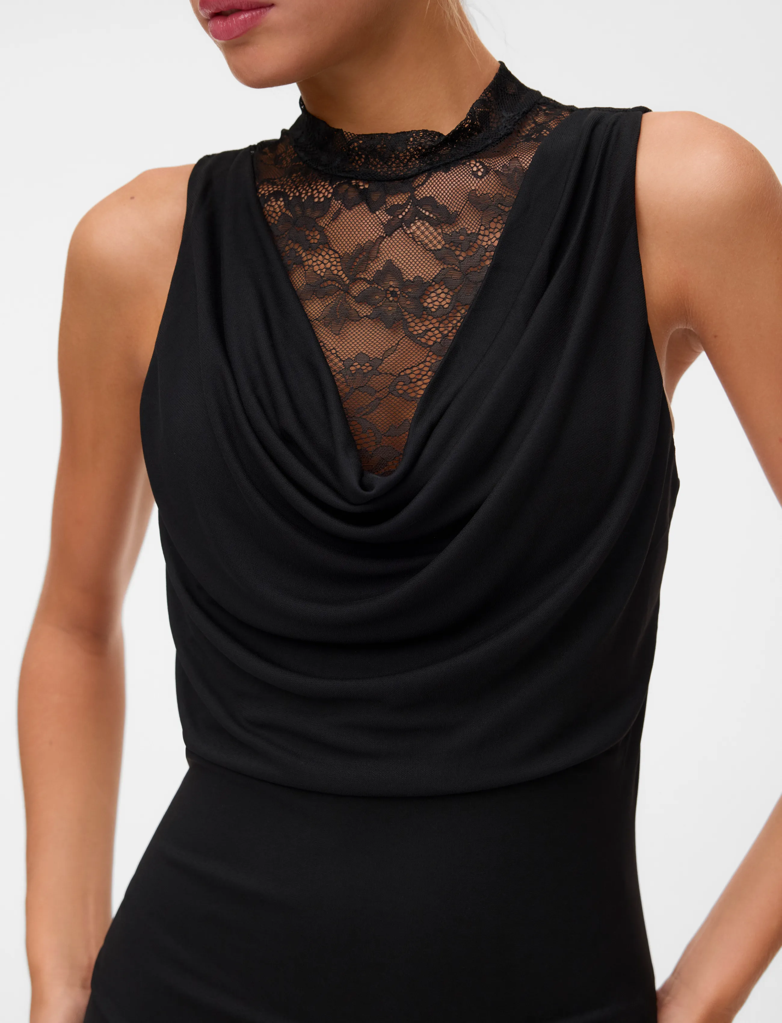 Vero Moda - VMCILJA SL ANKLE LACE DRESS JRS - spetsklänningar - black - 5