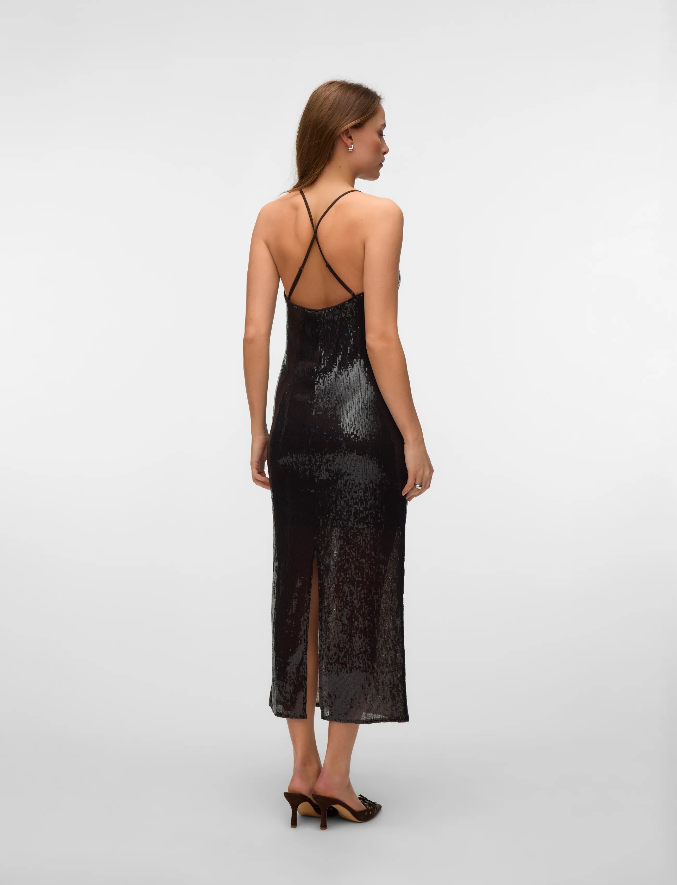Vero Moda - VMKATHRINA SL SEQUIN DRESS JRS EXP - chocolate torte - 3