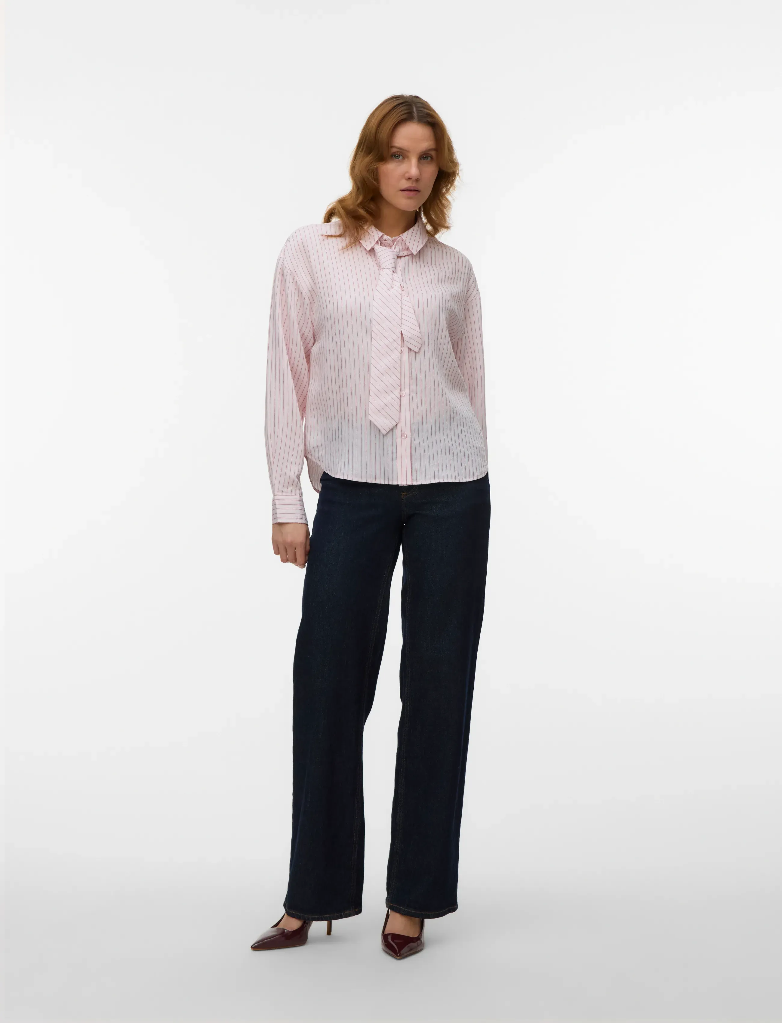 Vero Moda Vmjuliana Ls Tie Detail Shirt Exp, Kvinder, Langærmet Skjorte Med Slipsdetalje, Hvid, Str: XL