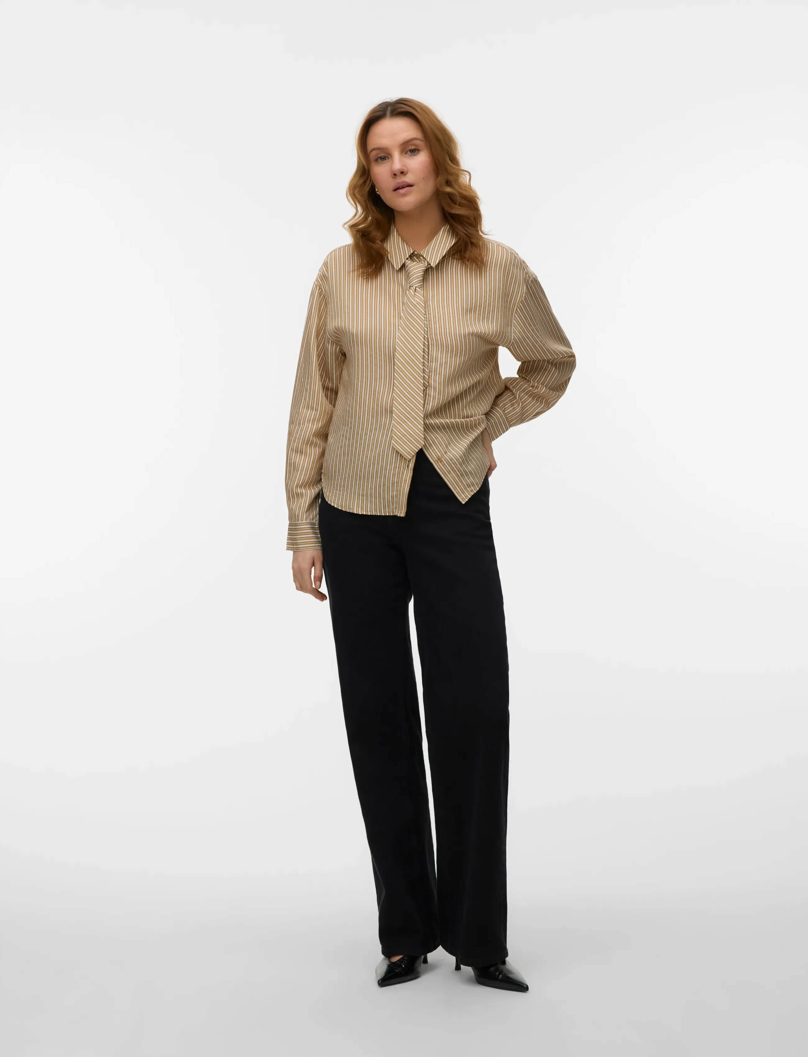 Vero Moda Vmjuliana Ls Tie Detail Shirt Exp, Kvinder, Langærmet Skjorte Med Slipsdetalje, Multi/mønstret, Str: XL