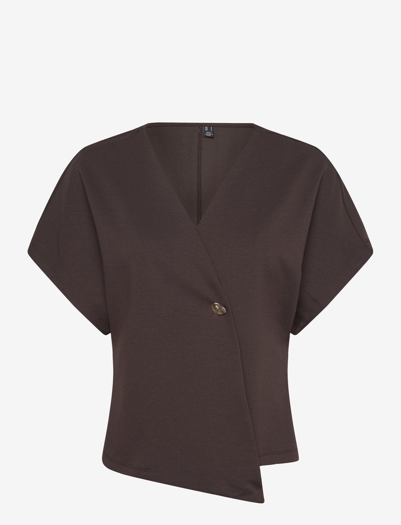 Vero Moda - VMSMILLA SONJA SS V-NECK TOP EXP - kortærmede bluser - chocolate torte - 1