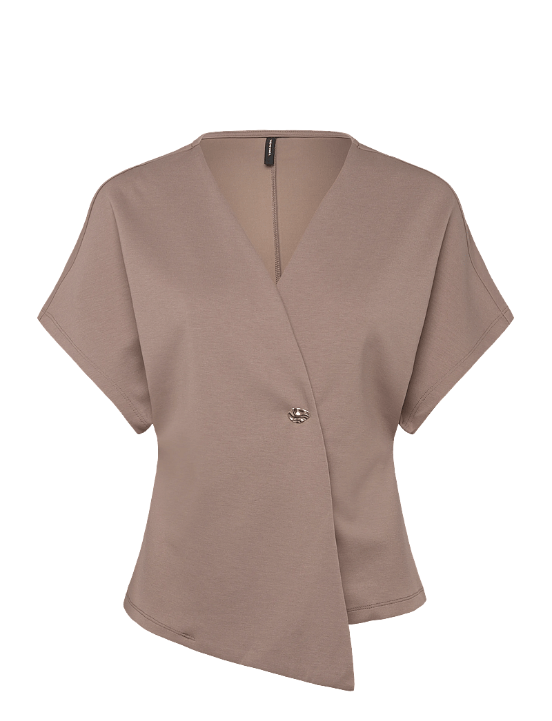 Vero Moda - VMSMILLA SONJA SS V-NECK TOP EXP - kurzämlige blusen - moon rock - 1
