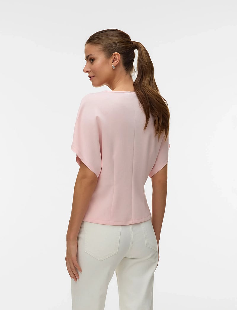 Vero Moda - VMSMILLA SONJA SS V-NECK TOP EXP - kurzämlige blusen - pink-a-boo - 2