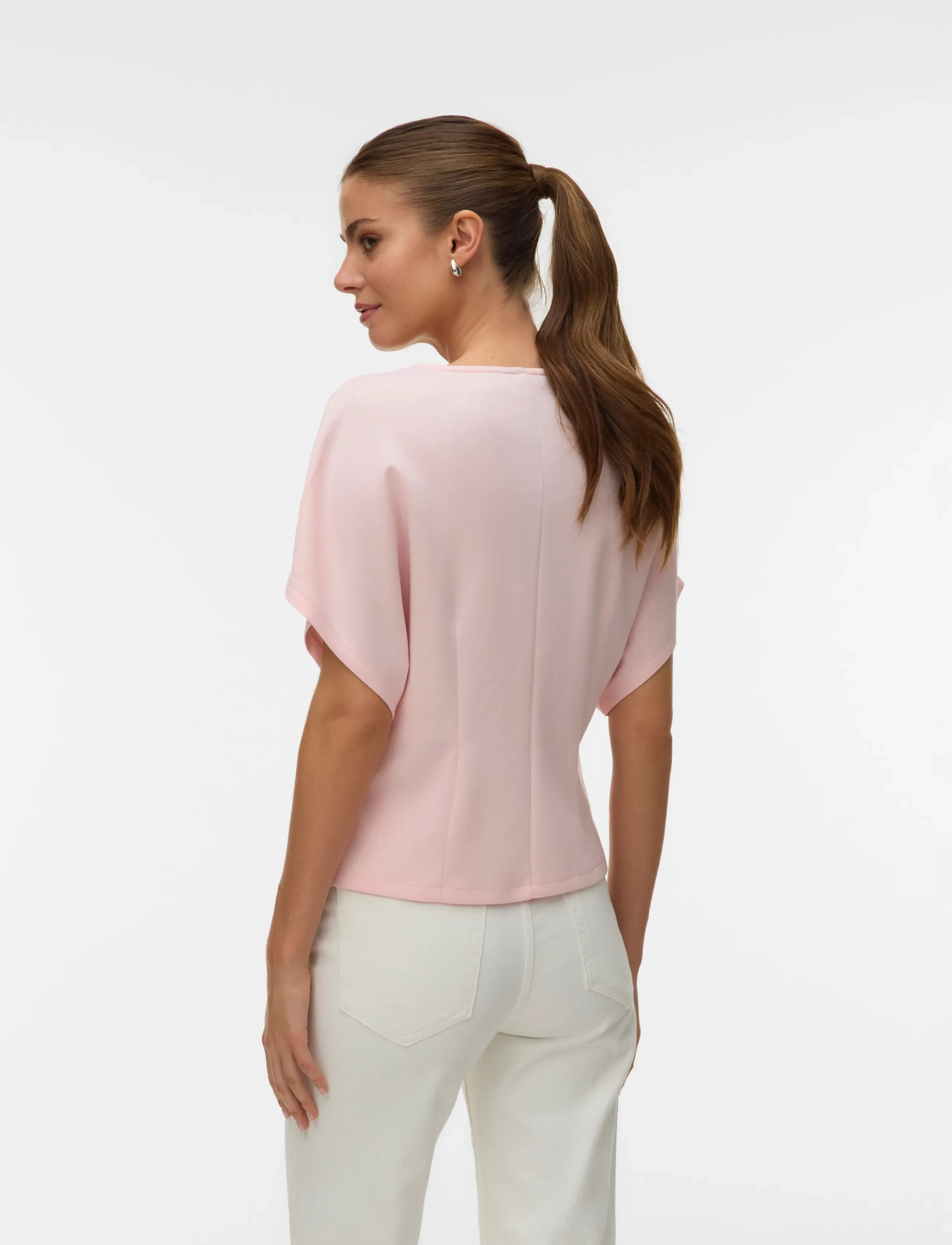 Vero Moda - VMSMILLA SONJA SS V-NECK TOP EXP - kurzärmelige blusen - pink-a-boo - 2