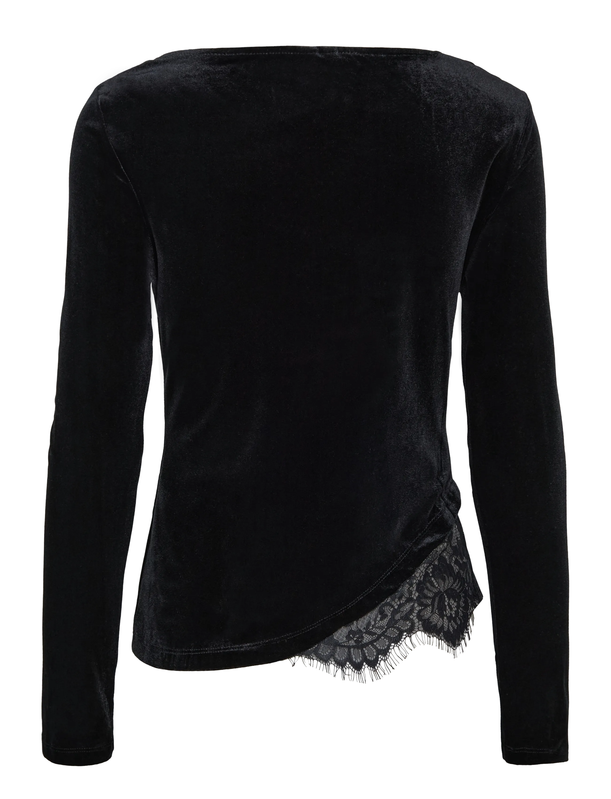 Vero Moda - VMRIKKE LS BOATNECK LACE MIX TOP JRS - långärmade toppar - black - 2