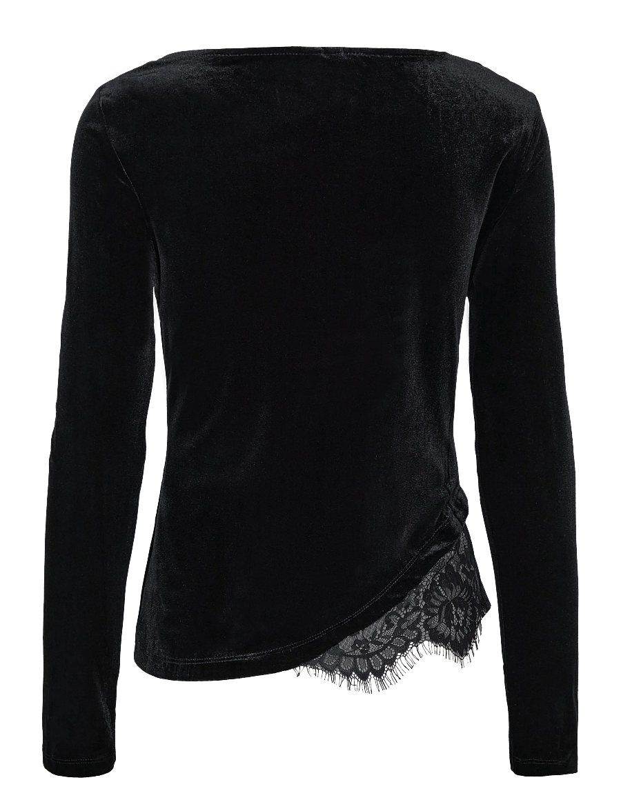 Vero Moda - VMRIKKE LS BOATNECK LACE MIX TOP JRS - långärmade toppar - black - 2