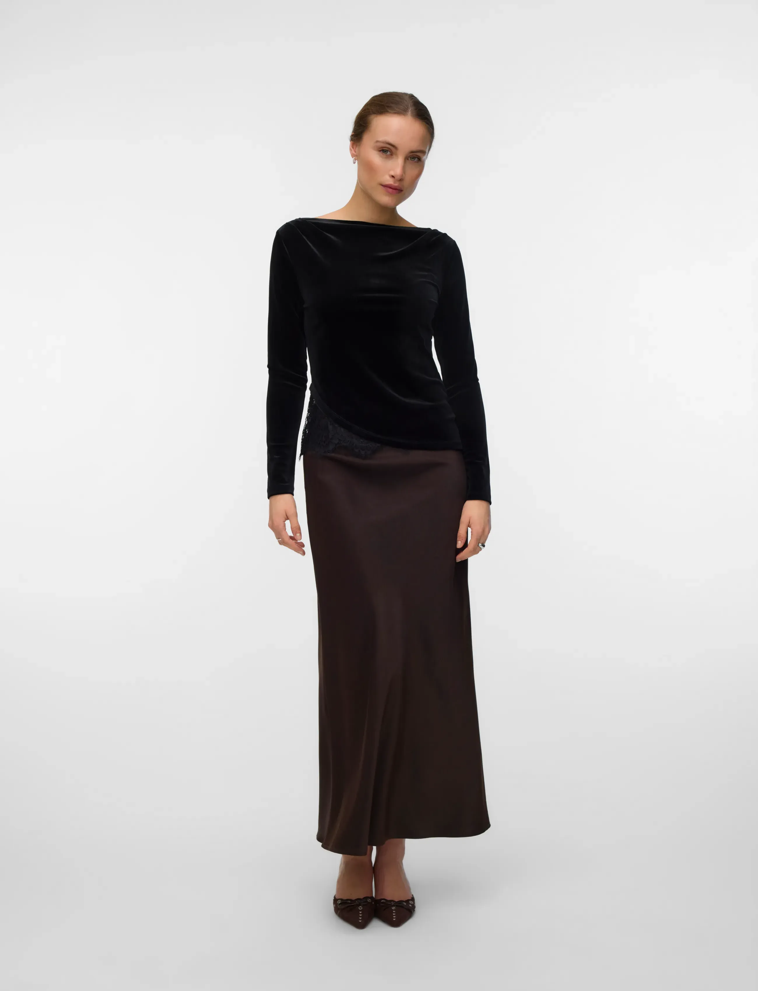 Vmrikke Ls Boatneck Lace Mix Top Jrs
