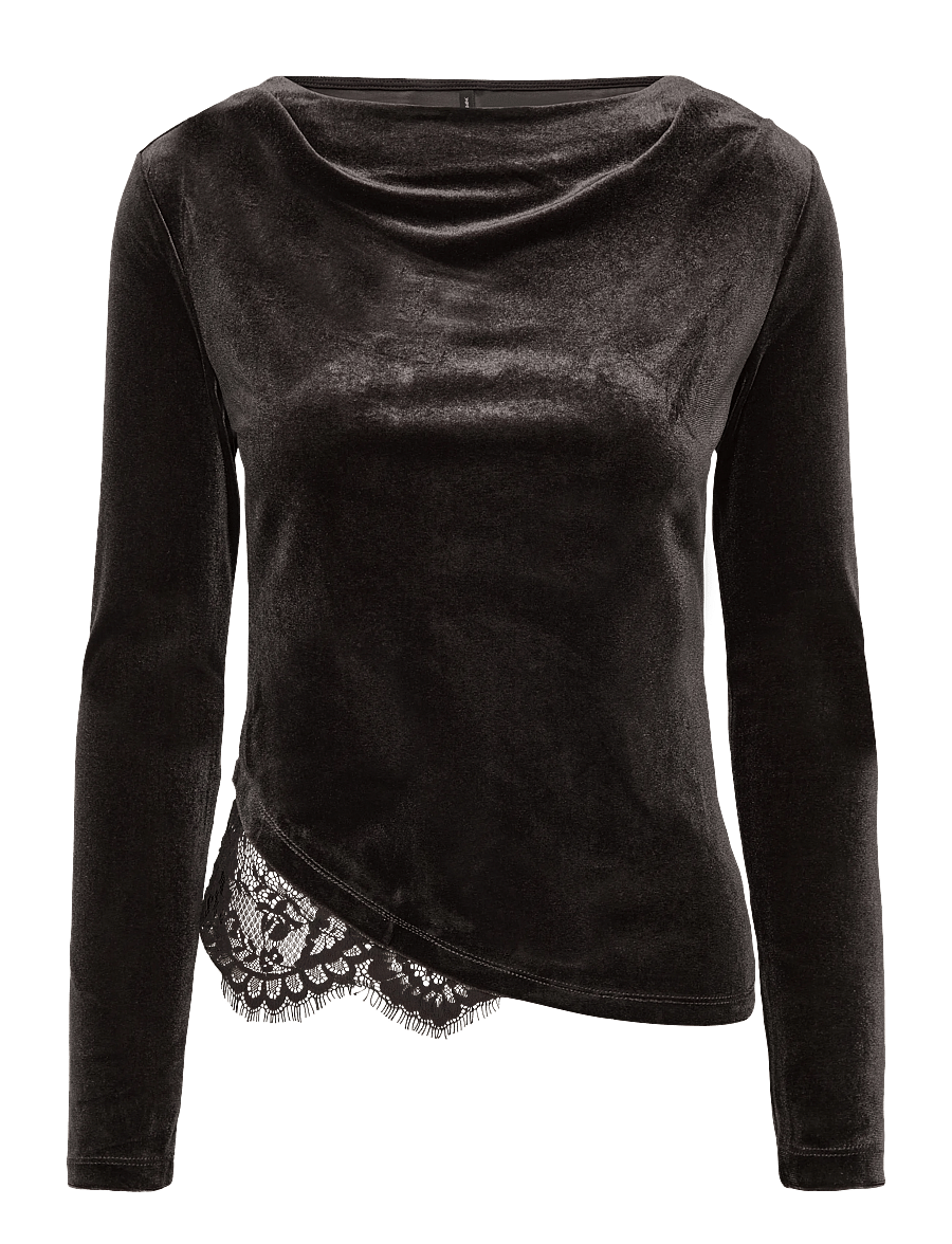 Vero Moda - VMRIKKE LS BOATNECK LACE MIX TOP JRS - langærmede toppe - chocolate torte - 1
