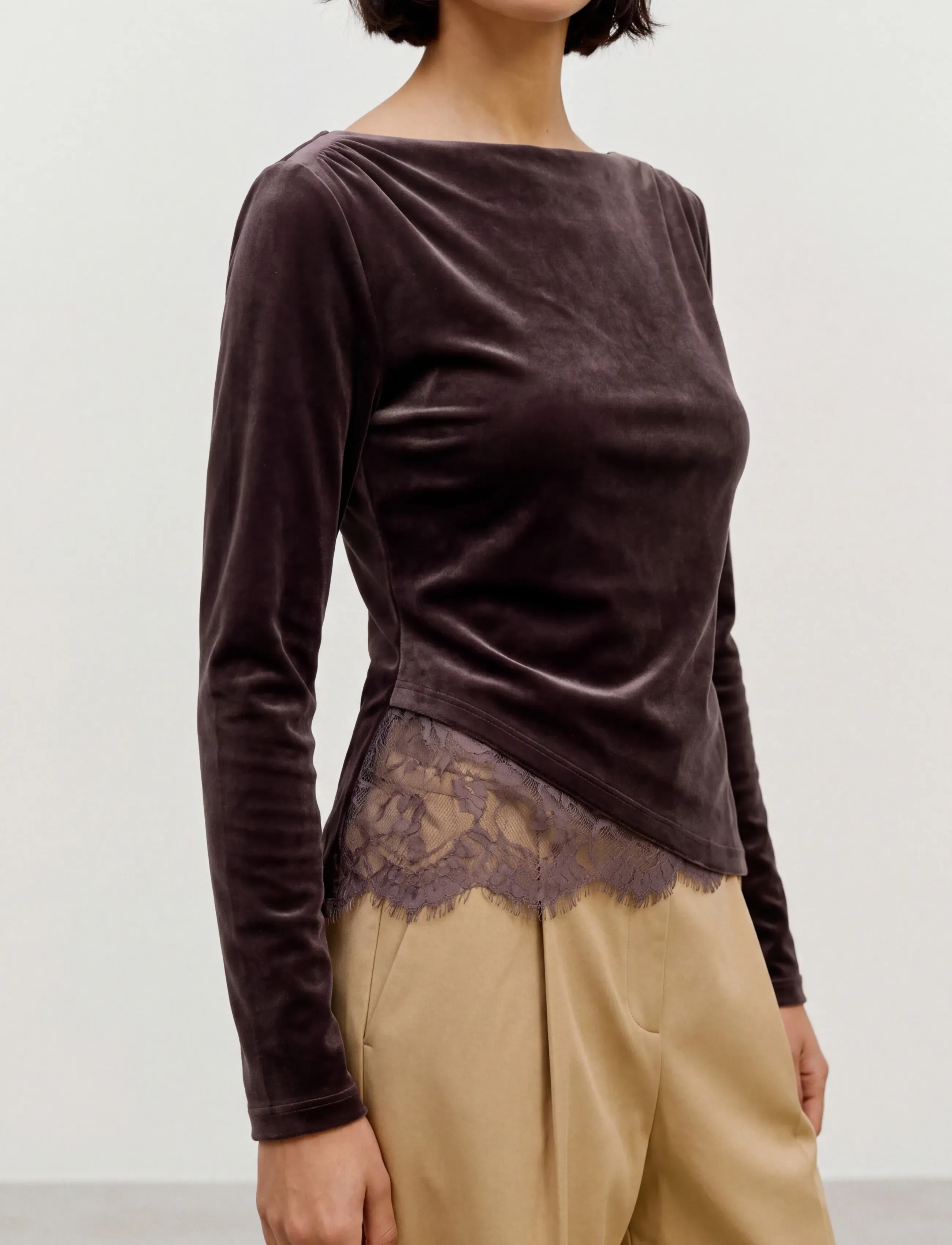 VERO MODA Vmrikke Ls Boatneck Lace Mix Top Jrs t-shirts dam – bild 4