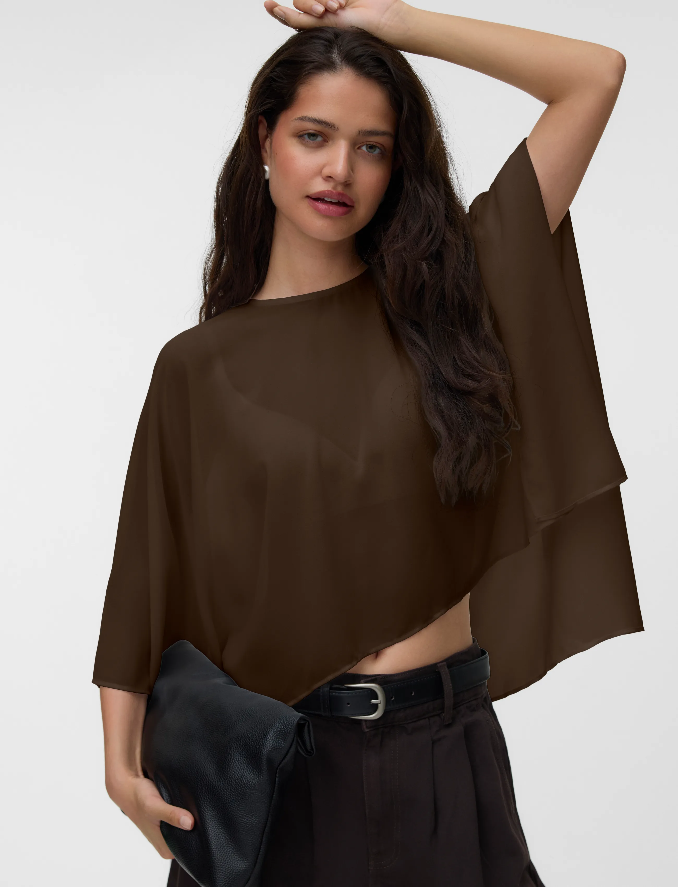 Vero Moda - VMADALYN CAPE TOP WVN EXP - chicory coffee - 4