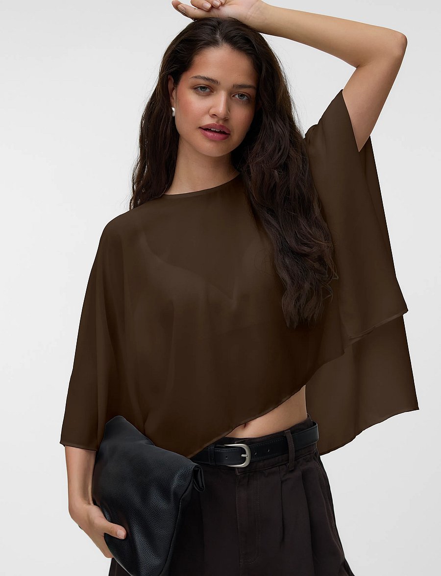 Vero Moda - VMADALYN CAPE TOP WVN EXP - Ärmellose blusen - chicory coffee - 4