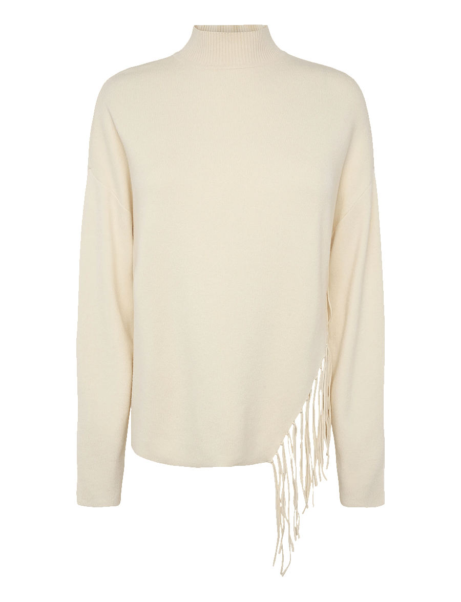 Vero Moda - VMMAGPIE LS HIGHNECK FRINGE PULLOVER VIP - stickade tröjor - birch - 1