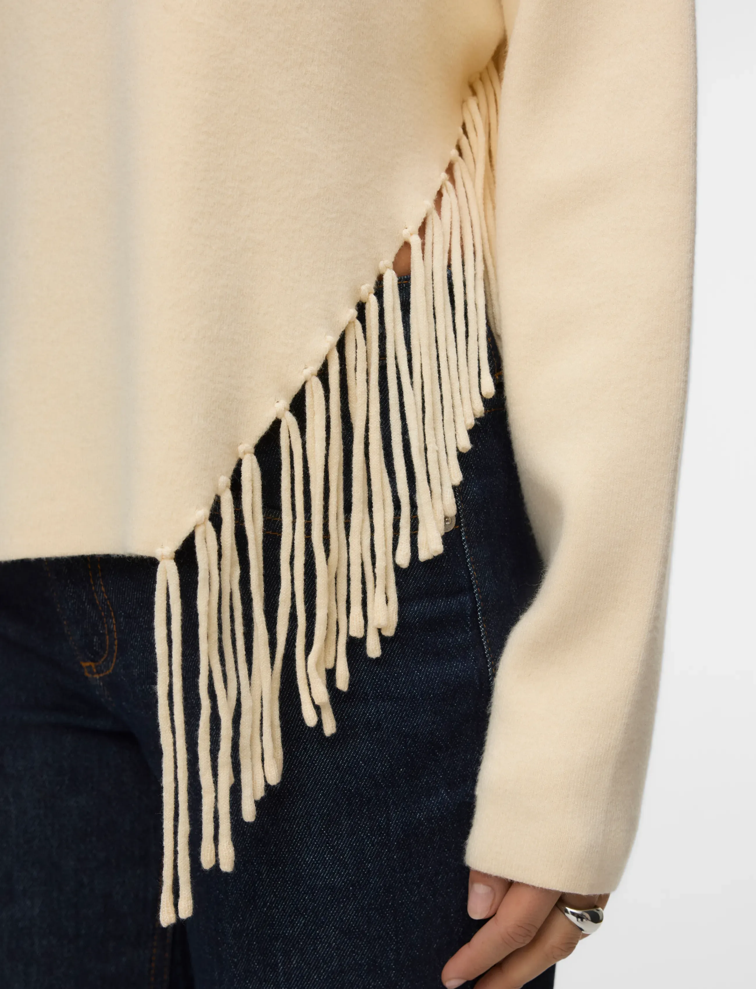 Vero Moda - VMMAGPIE LS HIGHNECK FRINGE PULLOVER VIP - stickade tröjor - birch - 5