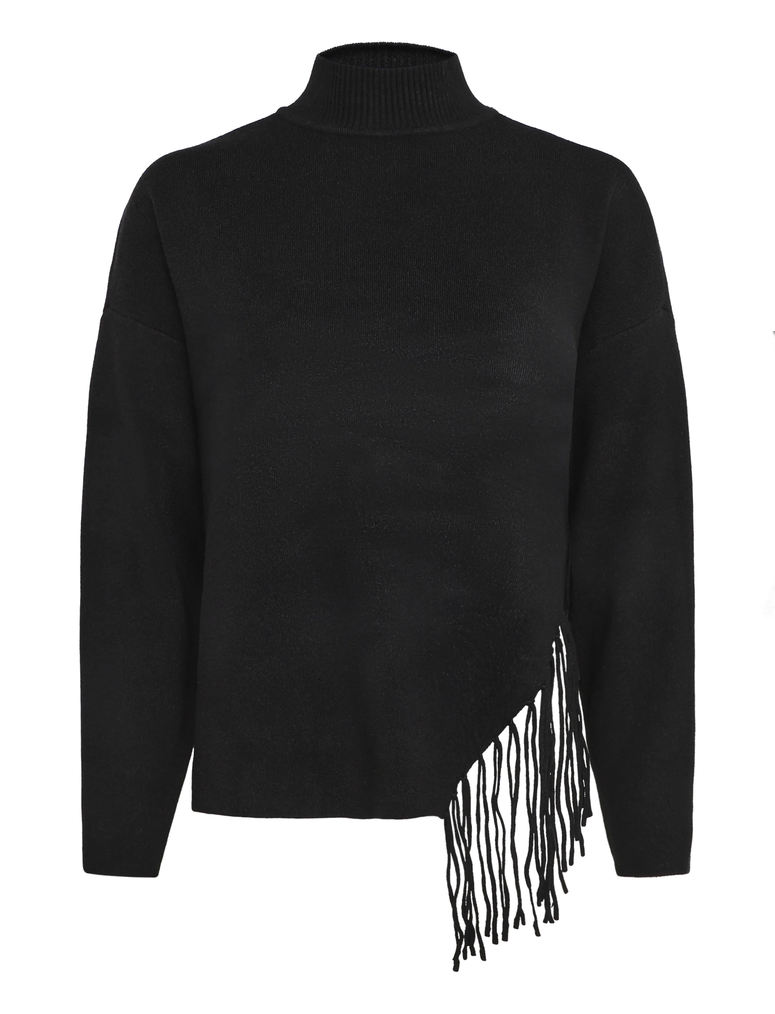 Vero Moda VMMAGPIE LS HIGHNECK FRINGE PULLOVER VIP - Jumpers - BLACK / black