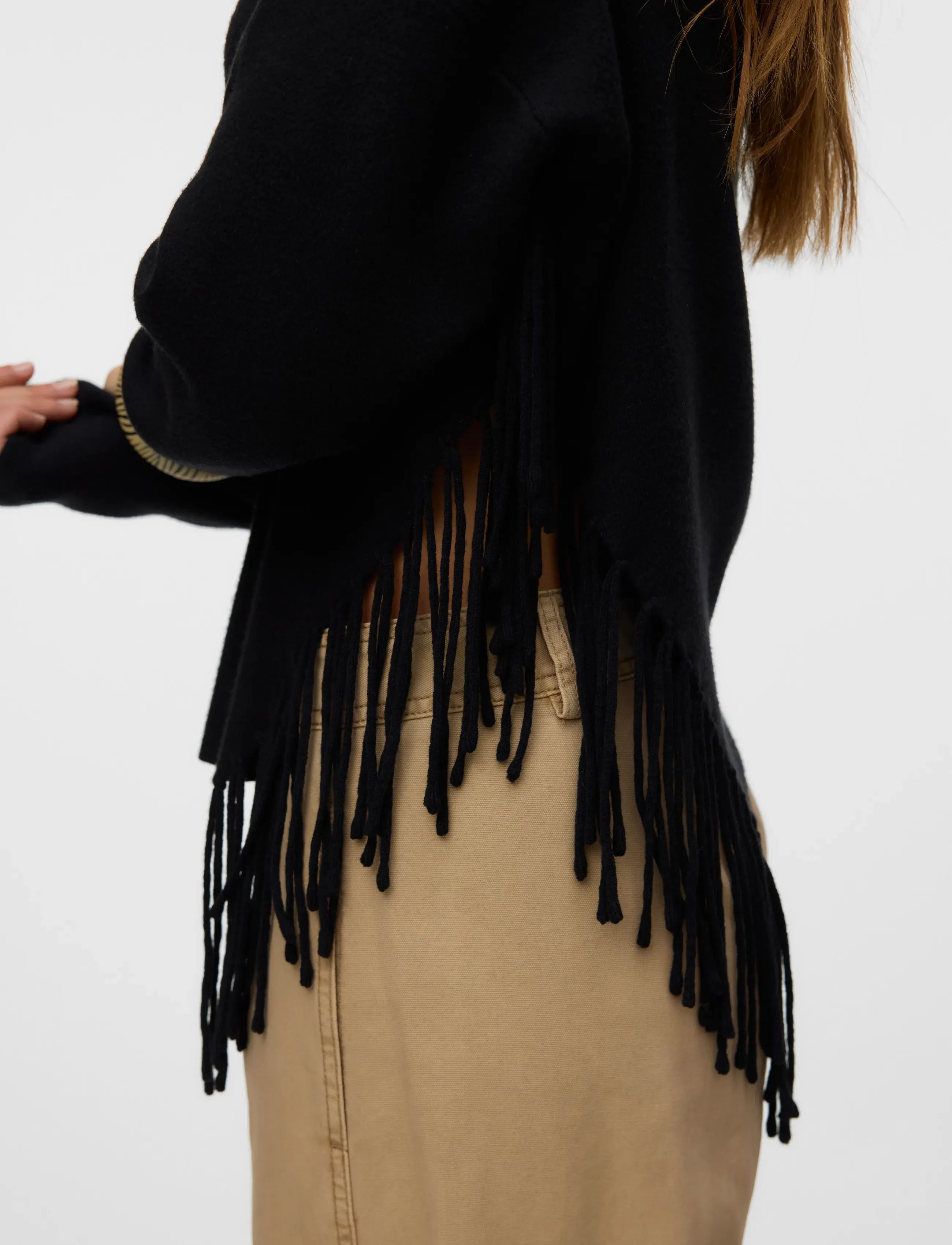 Vero Moda - VMMAGPIE LS HIGHNECK FRINGE PULLOVER VIP - jumpers - black - 5