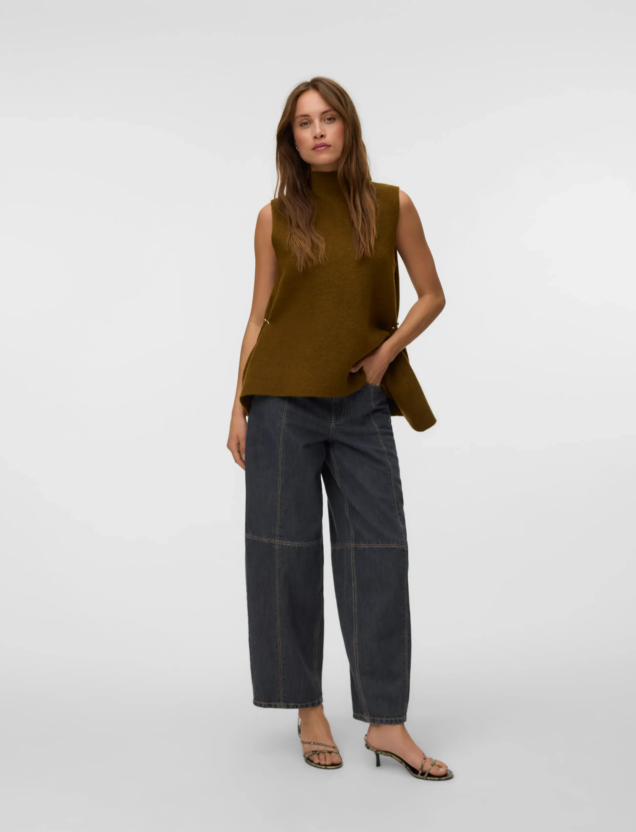 Vero Moda VMSPARROW SL FUNNELNECK VEST VIP - Vero Moda - BUTTERNUT / khaki/green