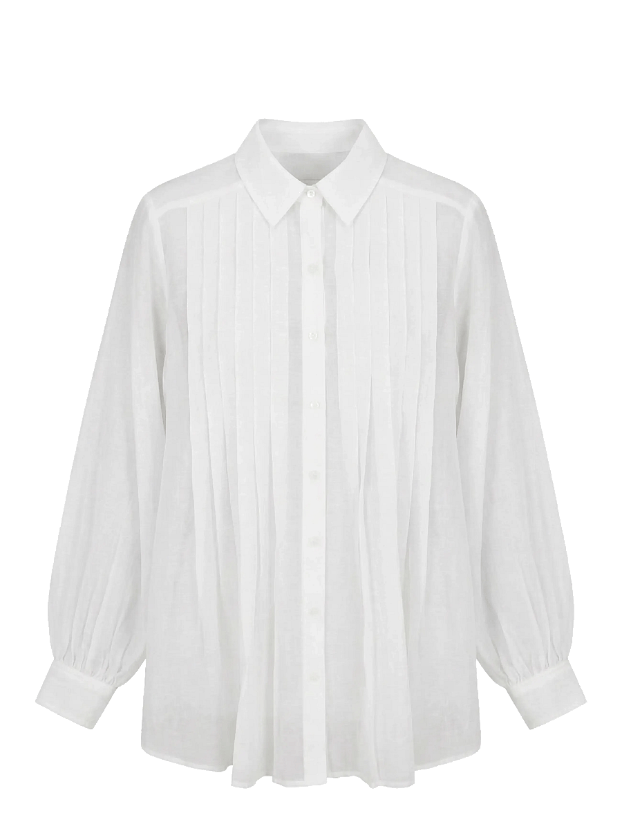 Vero Moda - VMMATHILDA LS OVERSIZE PLEAT SHIRT EXP - långärmade skjortor - snow white - 1