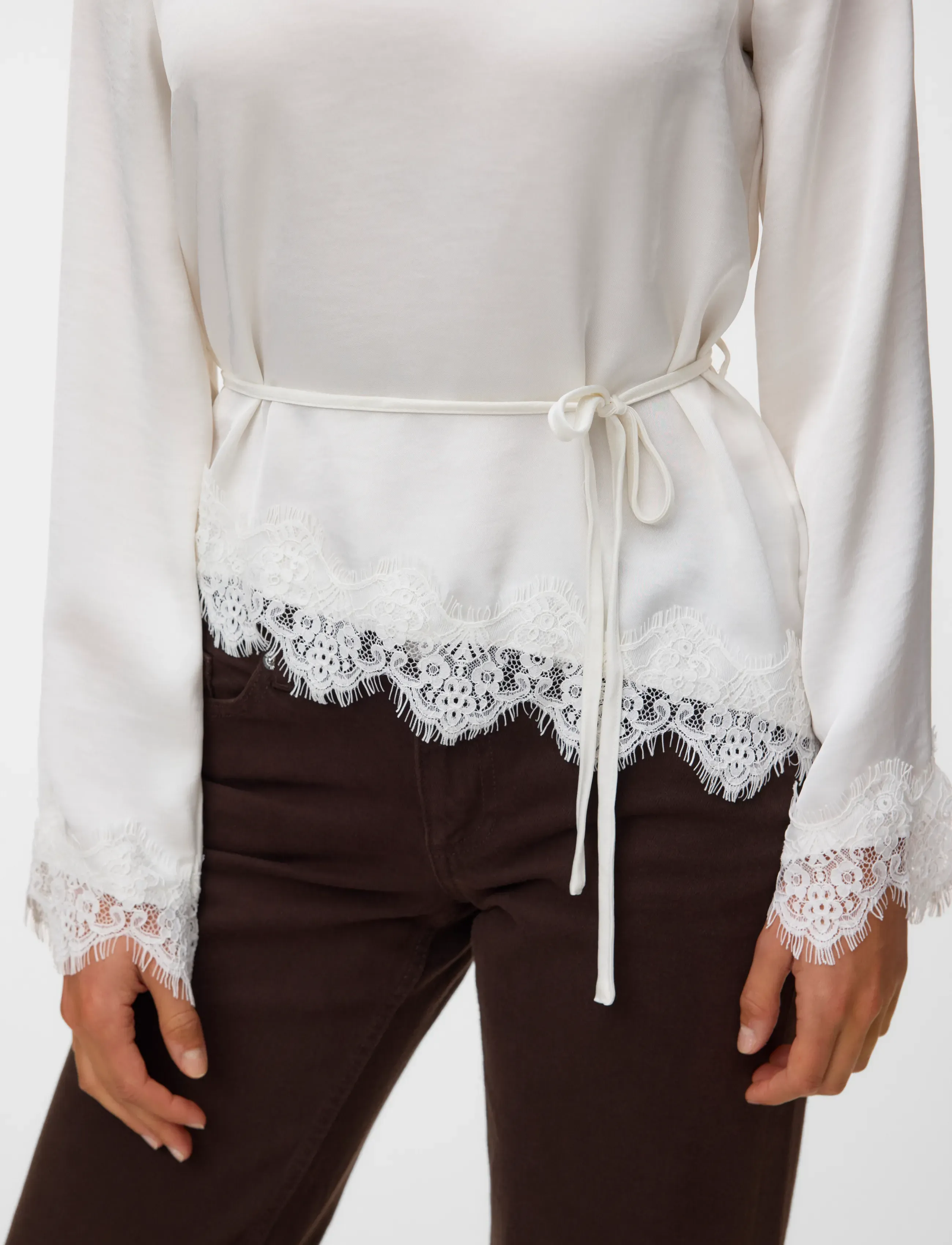 Vero Moda - VMMIRO LS LACE TOP WVN - langærmede bluser - snow white - 4