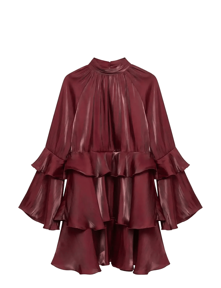 Vero Moda - VMPOLLY LS LAYER SHORT DRESS WVN - cocktailkjoler - biking red - 1