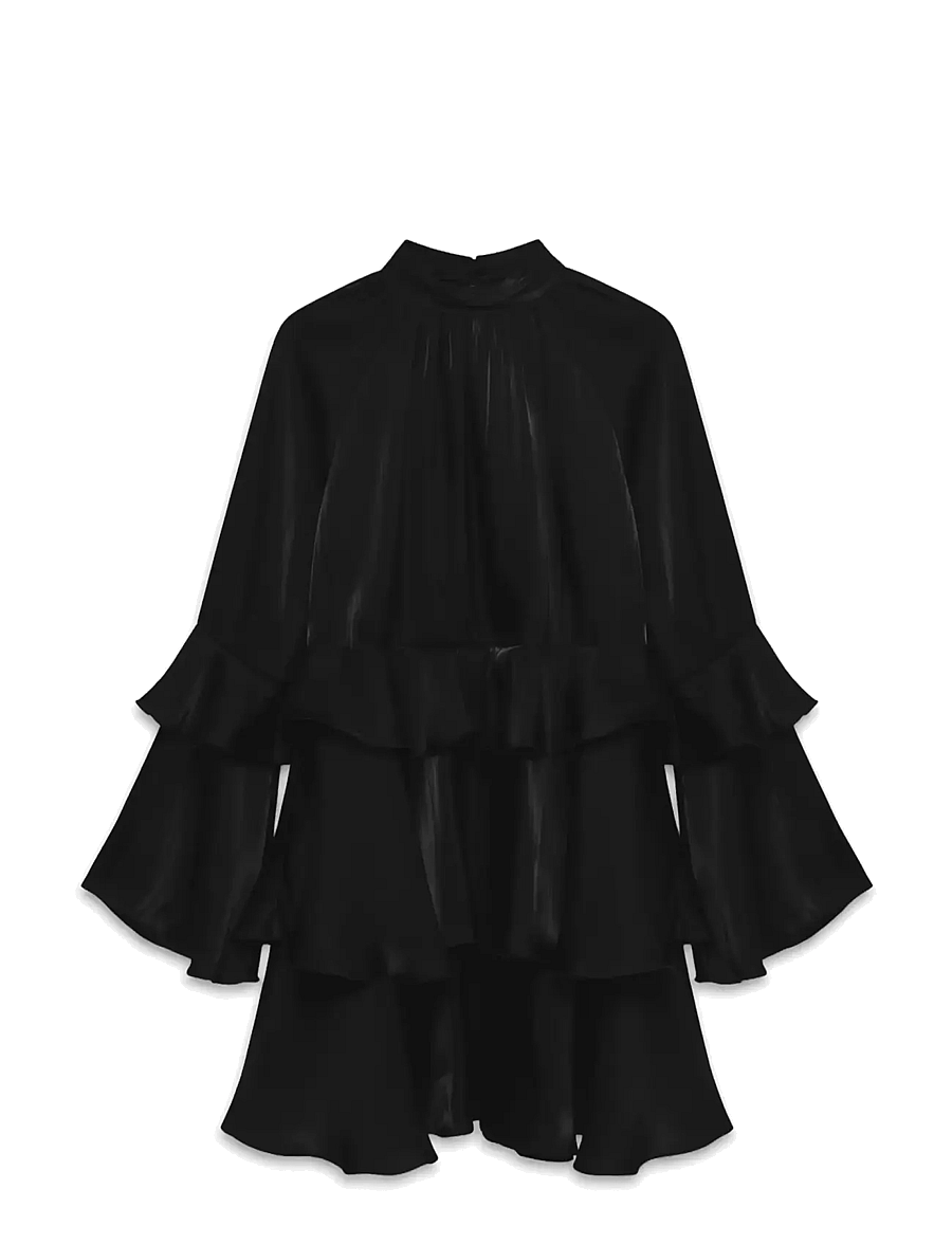 Vero Moda - VMPOLLY LS LAYER SHORT DRESS WVN - cocktailklänningar - black - 0