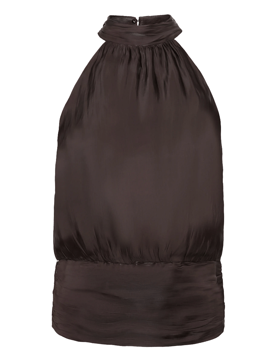 Vero Moda - VMPOLLY SL HALTERNECK TOP WVN - Ärmellose tops - chocolate torte - 0