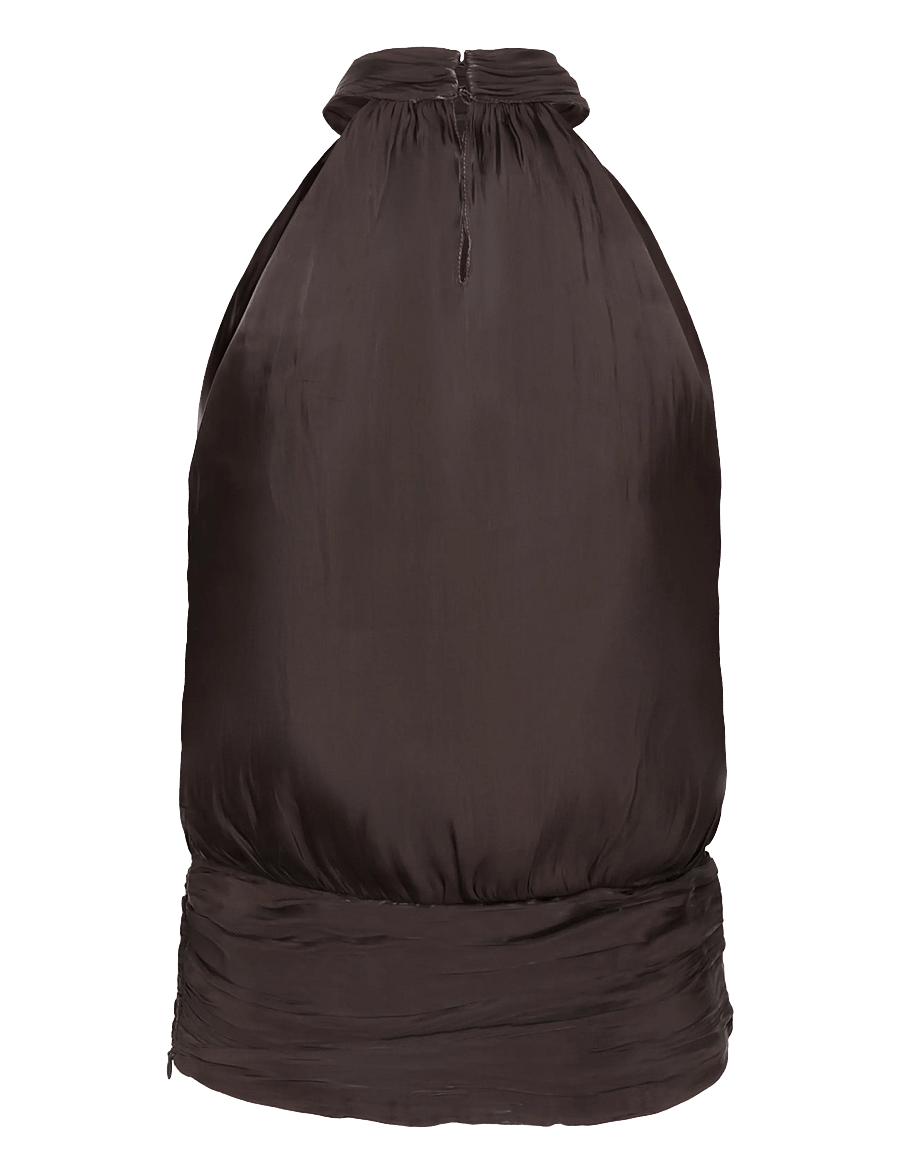 Vero Moda - VMPOLLY SL HALTERNECK TOP WVN - Ärmellose tops - chocolate torte - 1