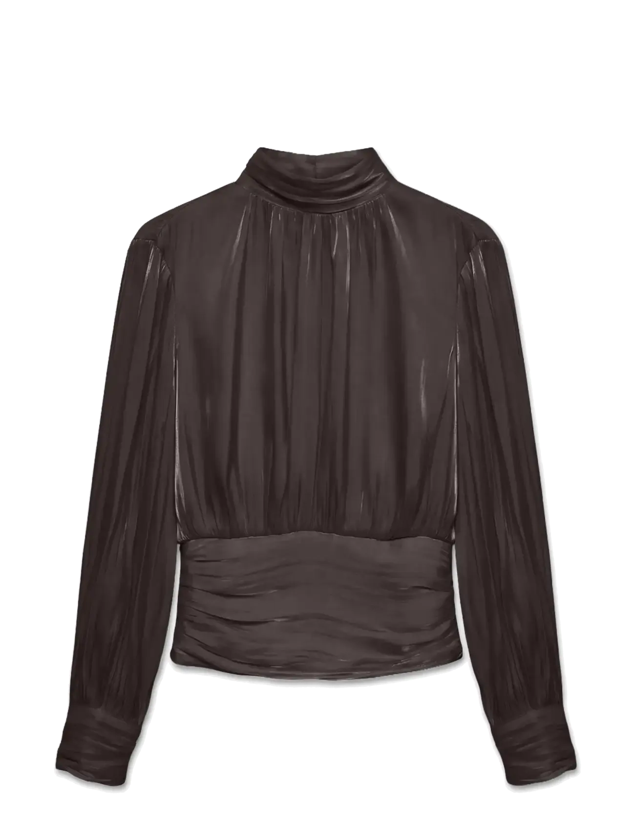 Vero Moda VMPOLLY LS HIGH NECK TOP WVN - Kvinder - CHOCOLATE TORTE / brown