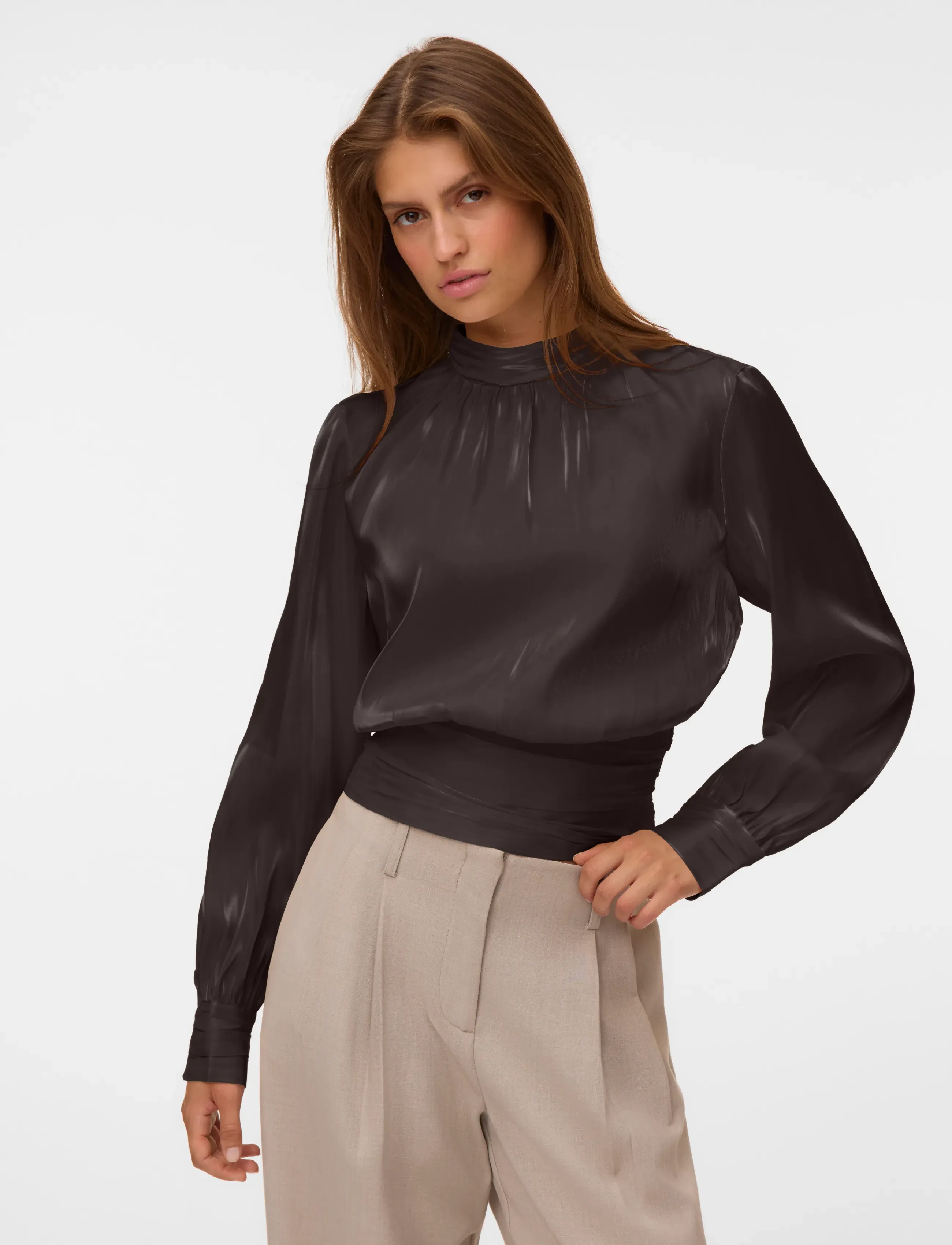 VERO MODA Vmpolly Ls High Neck Top Wvn skjortor & blusar dam – bild 4