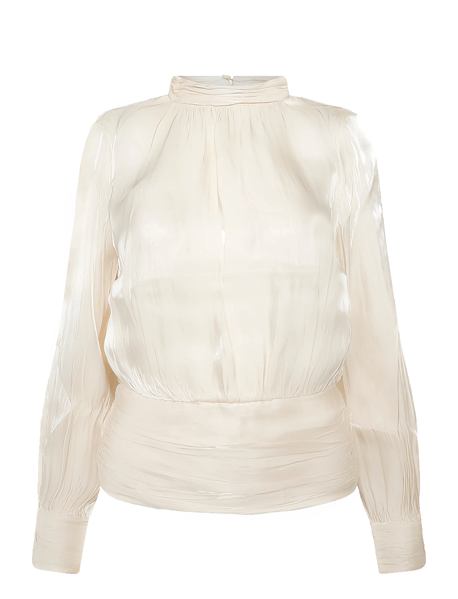 Vero Moda - VMPOLLY LS HIGH NECK TOP WVN - långärmade blusar - fog - 1