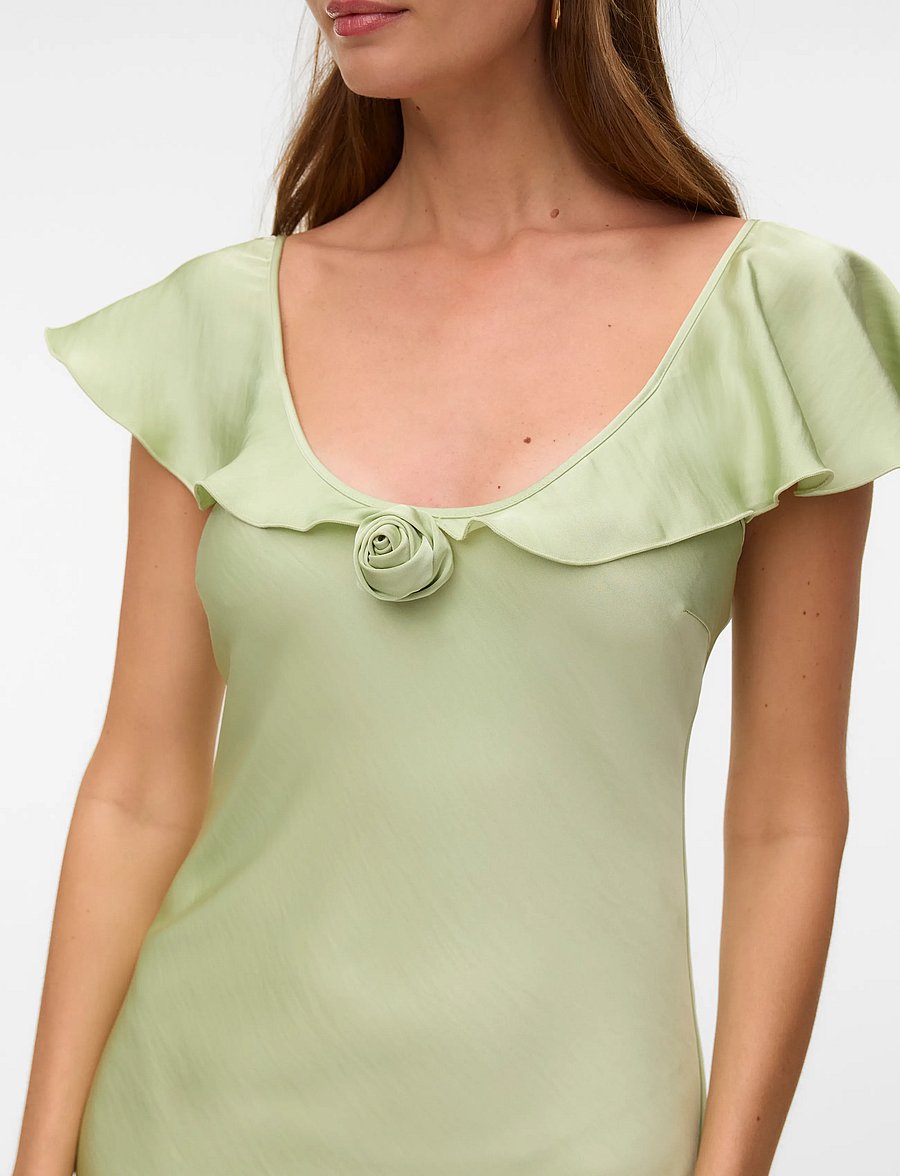 Vero Moda - VMRITA CS ROSE MAXI DRESS WVN EXP - festklänningar - celadon green - 5