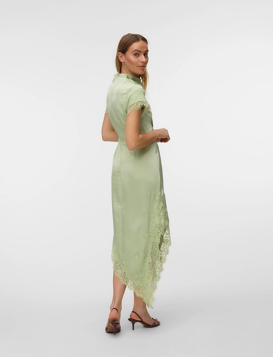 Vero Moda - VMRITA CS LACE MAXI DRESS WVN EXP - aftonklänningar - celadon green - 3