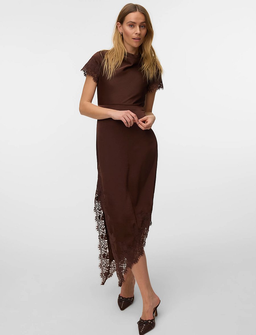 Vero Moda - VMRITA CS LACE MAXI DRESS WVN EXP - aftenkjoler - chicory coffee - 4